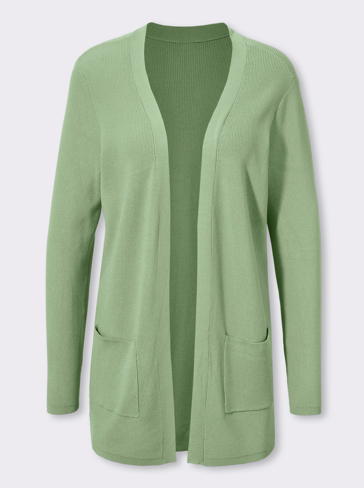 Lang gebreid vest - eucalyptus