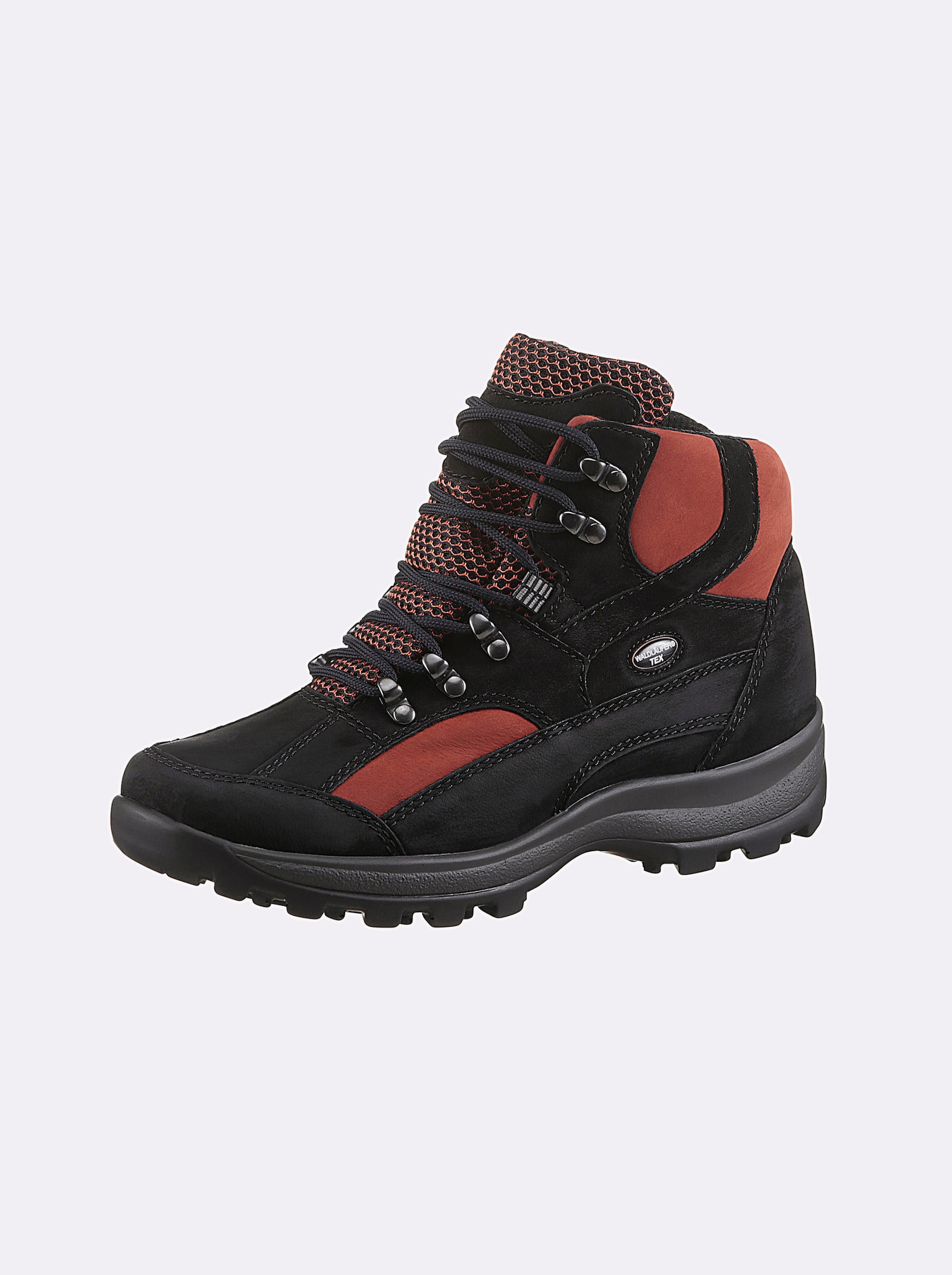 Waldläufer Stiefelette wind- und wasserabweisendes Material - schwarz-rot