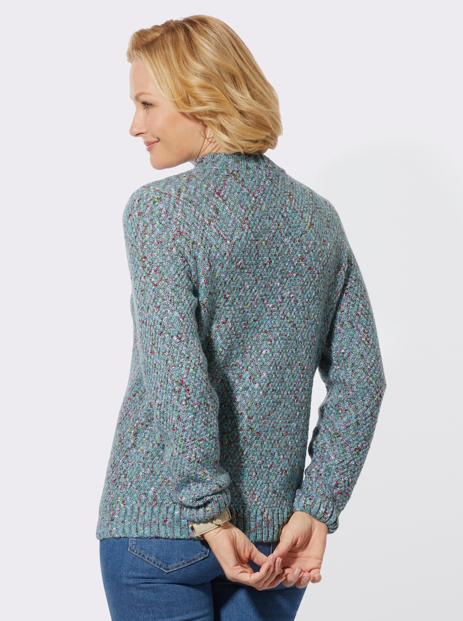 Stehkragenpullover mit weichem Tragegefühl - ozean-meliert