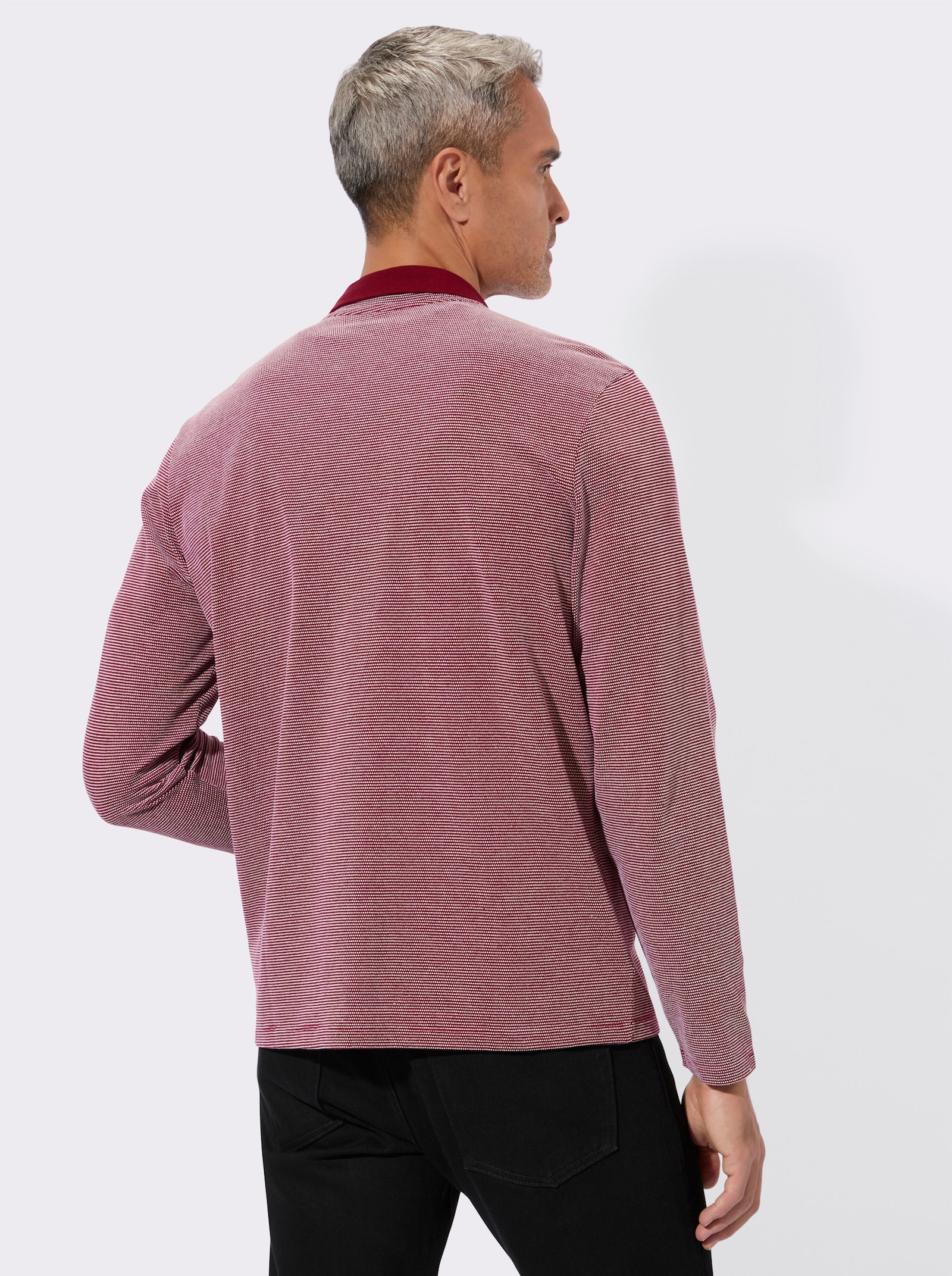 Sweatshirt med bröstficka - mörkröd-mönstrad