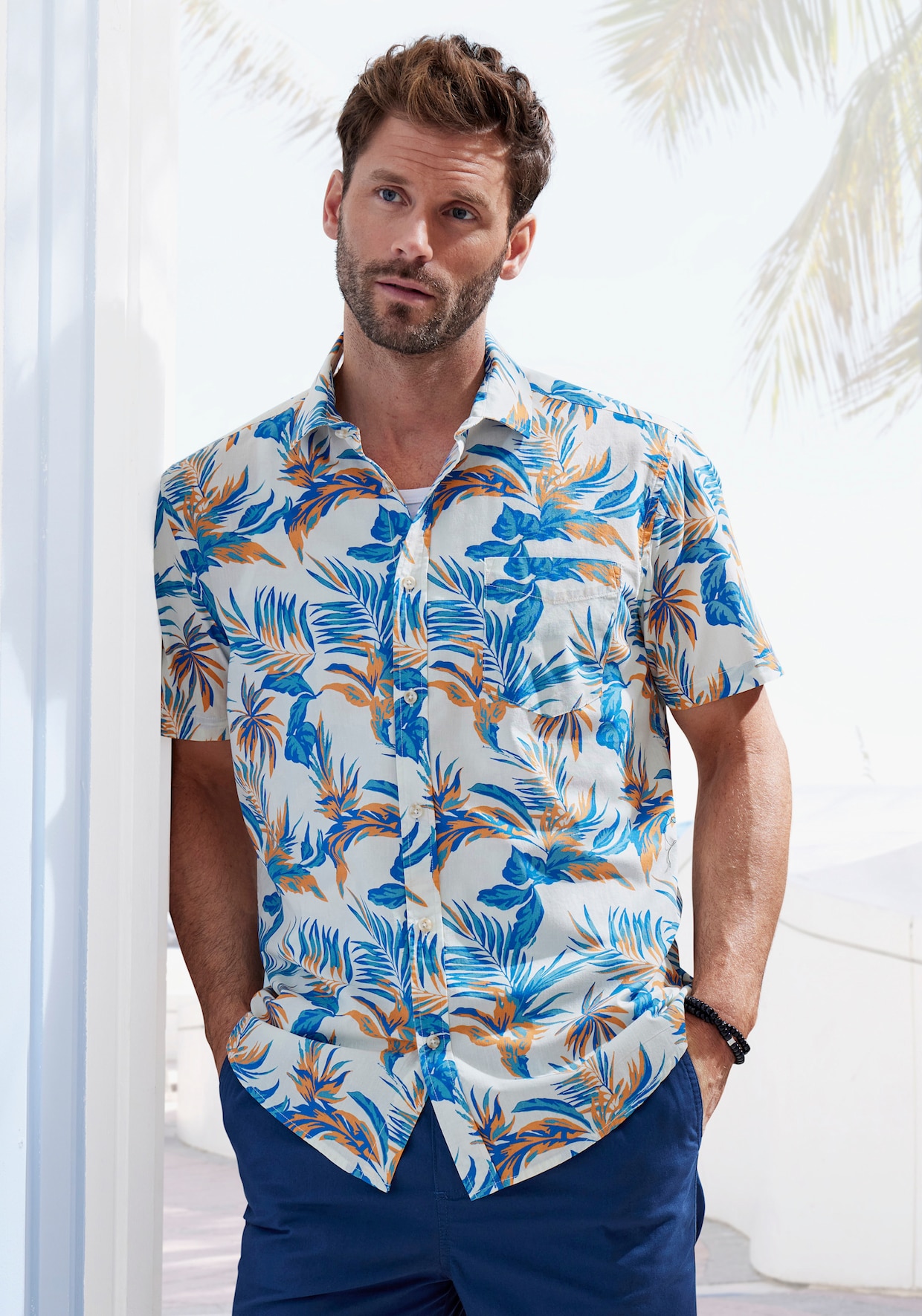 Hawaiiaans overhemd - crème geprint