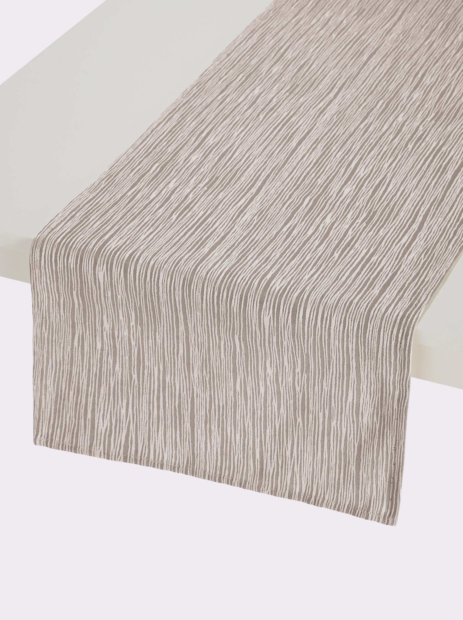 Tafelkleed met lijnenpatroon, onderhoudsarm - taupe
