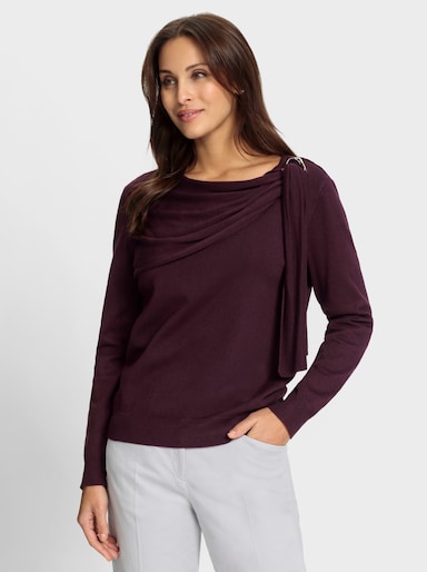Feinstrickpullover mit Zierelement - burgund