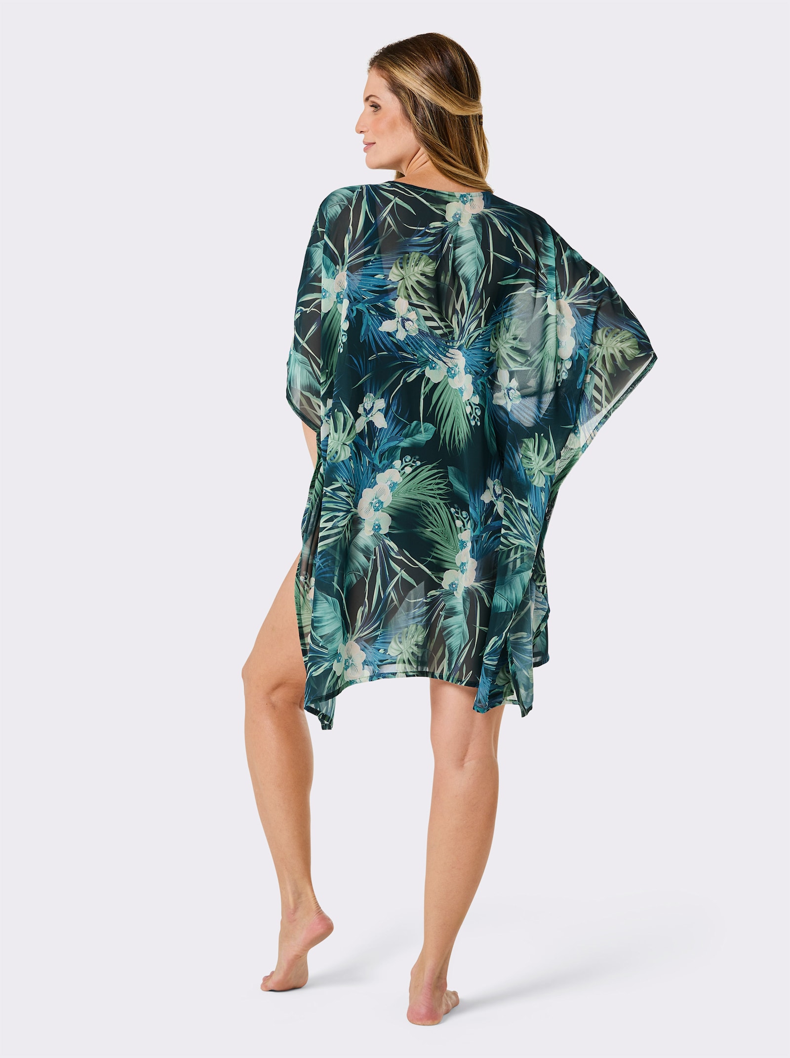 Tunika - petrol-blaugrün-bedruckt