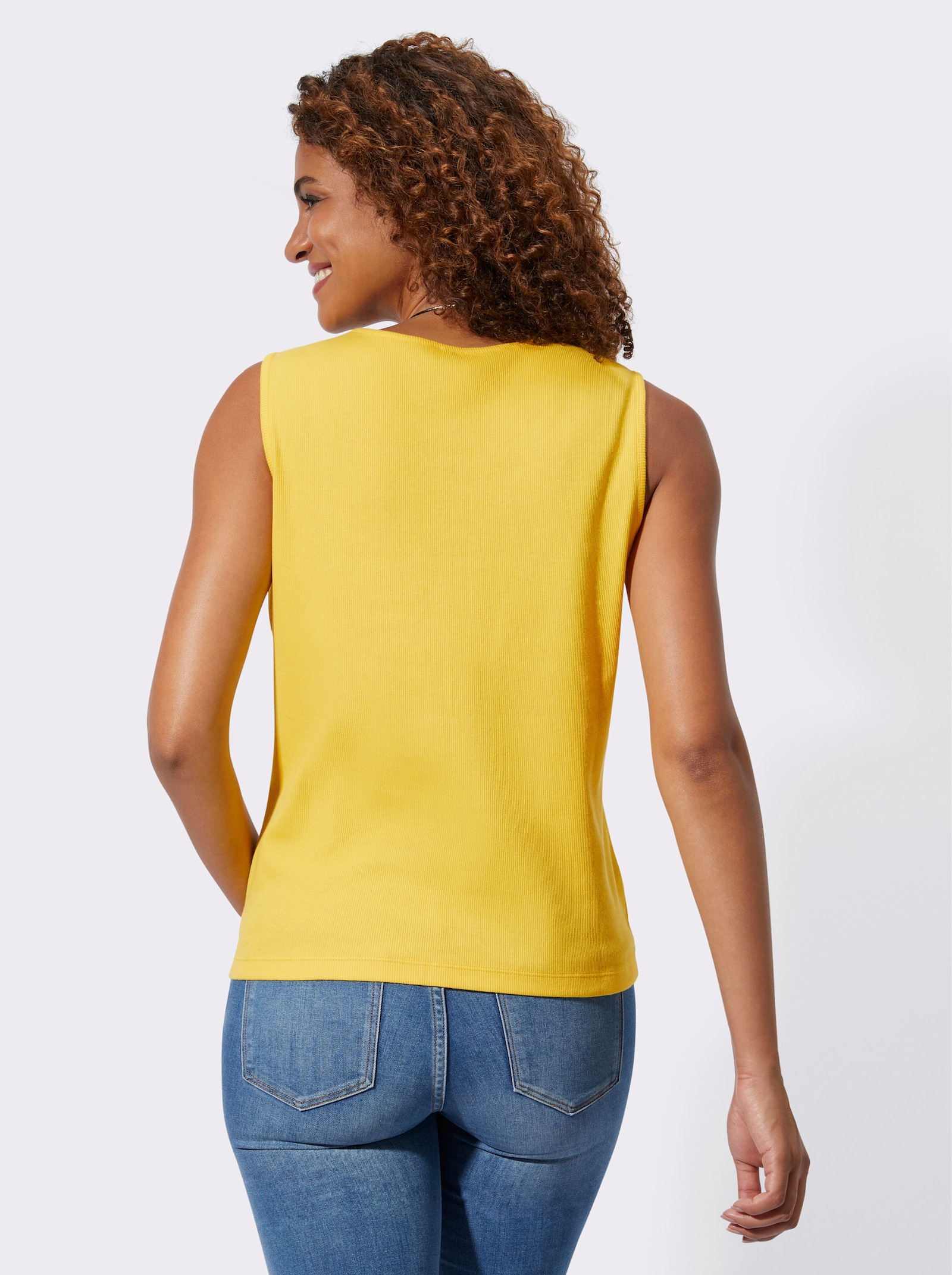 Shirttop in riblook - zonnegeel