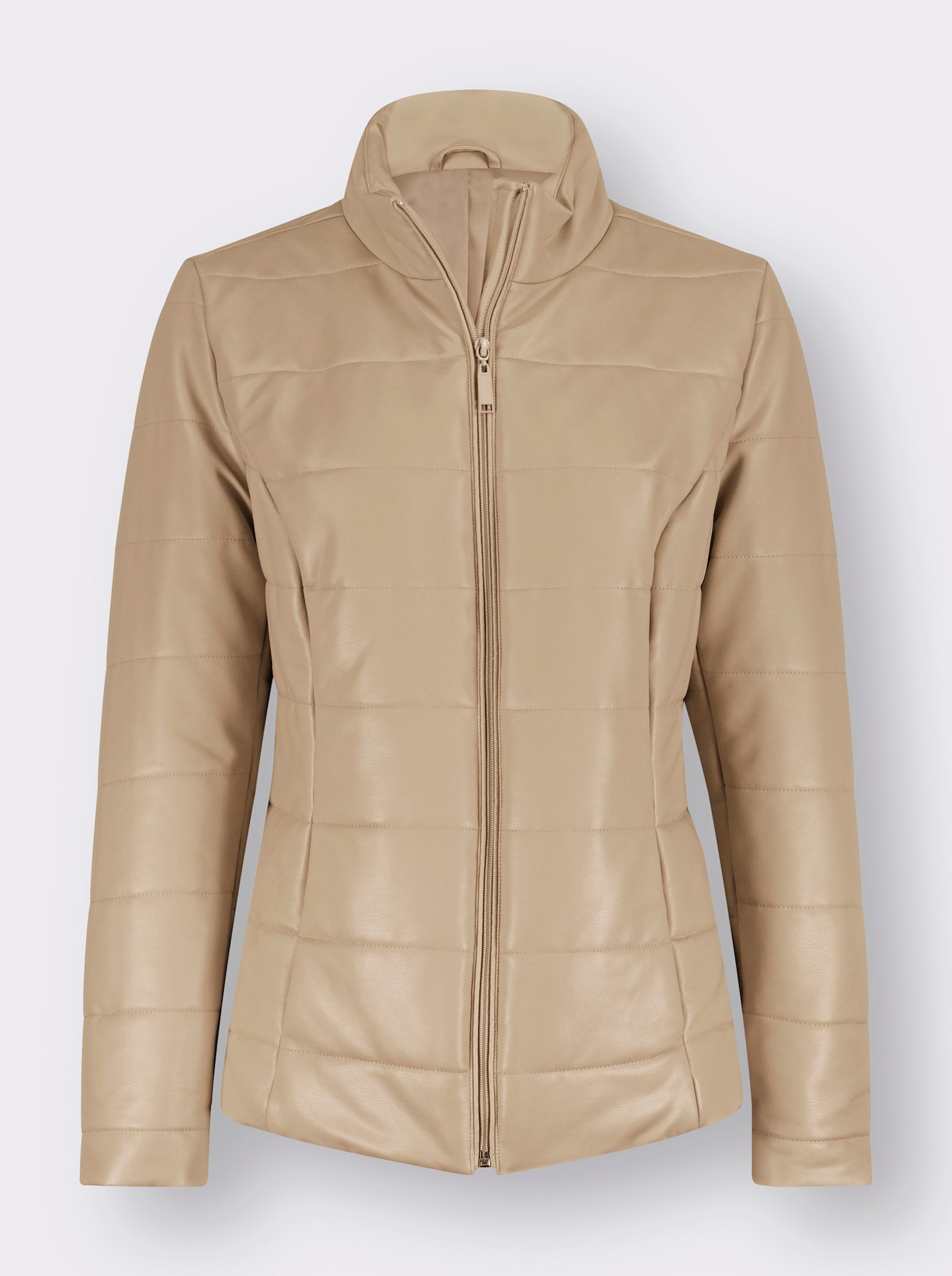 Lederimitatjacke mit Stepp-Muster - beige