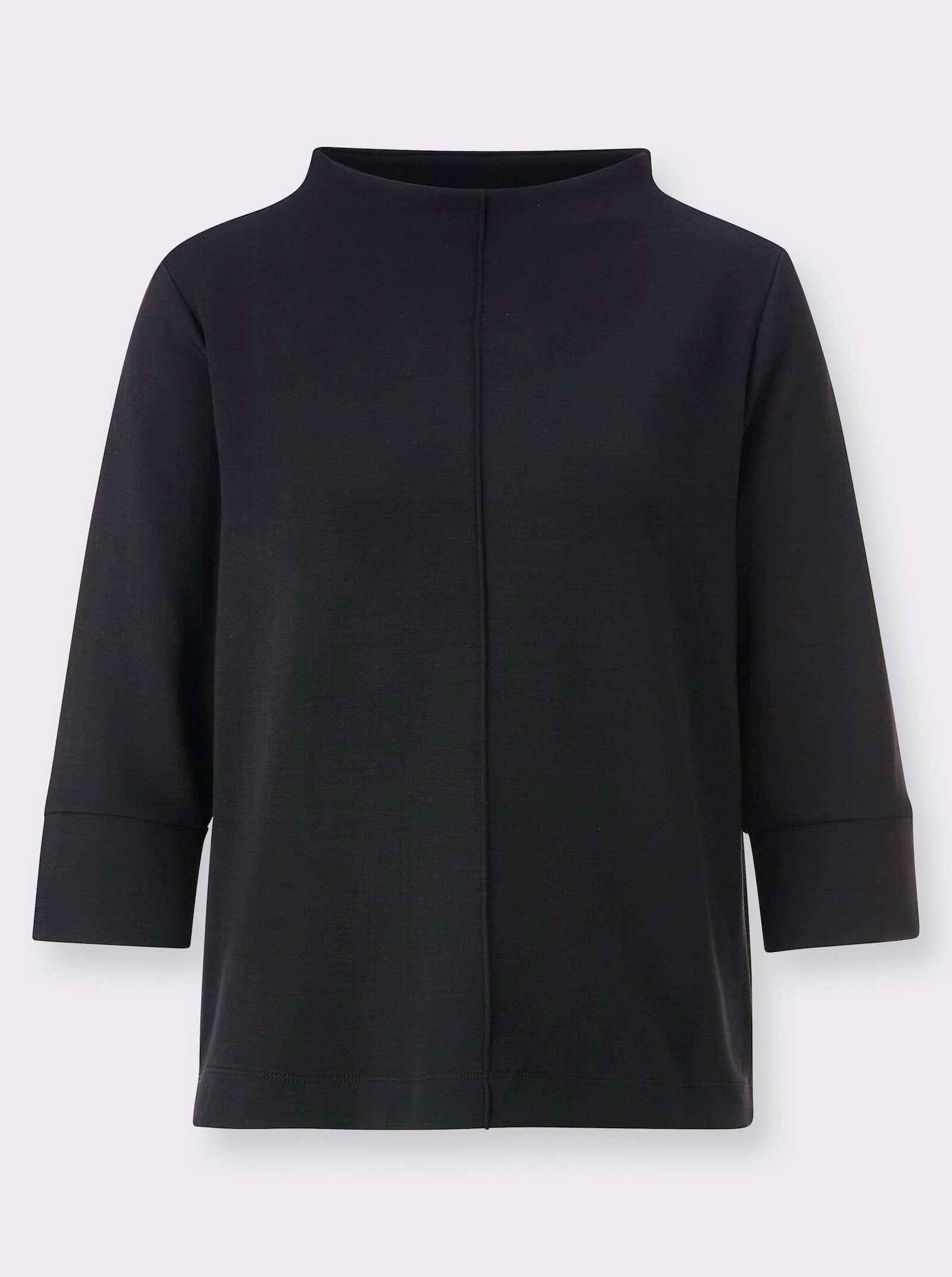 Stehkragenshirt mit 3/4-Ärmeln - schwarz
