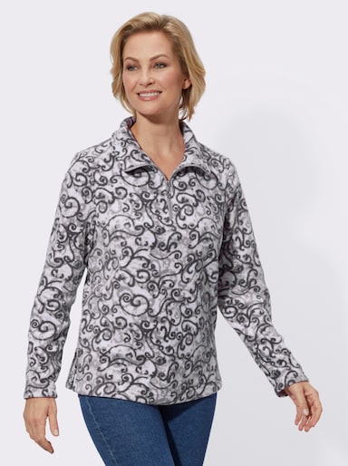 Fleece-Shirt - steingrau-anthrazit-bedruckt