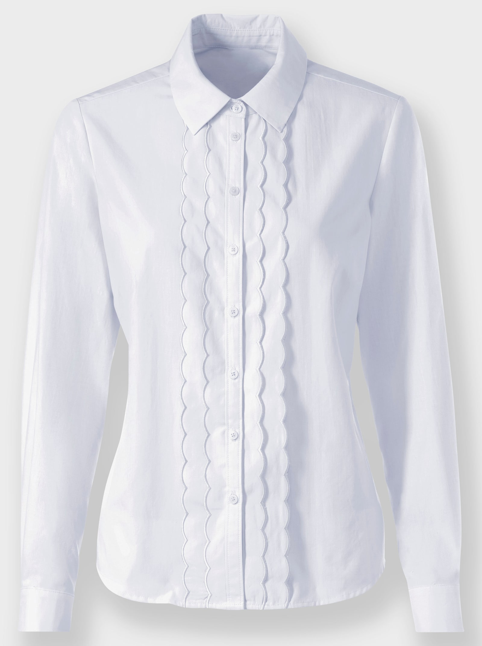 Langarmbluse mit Knopfmanschetten - weiß