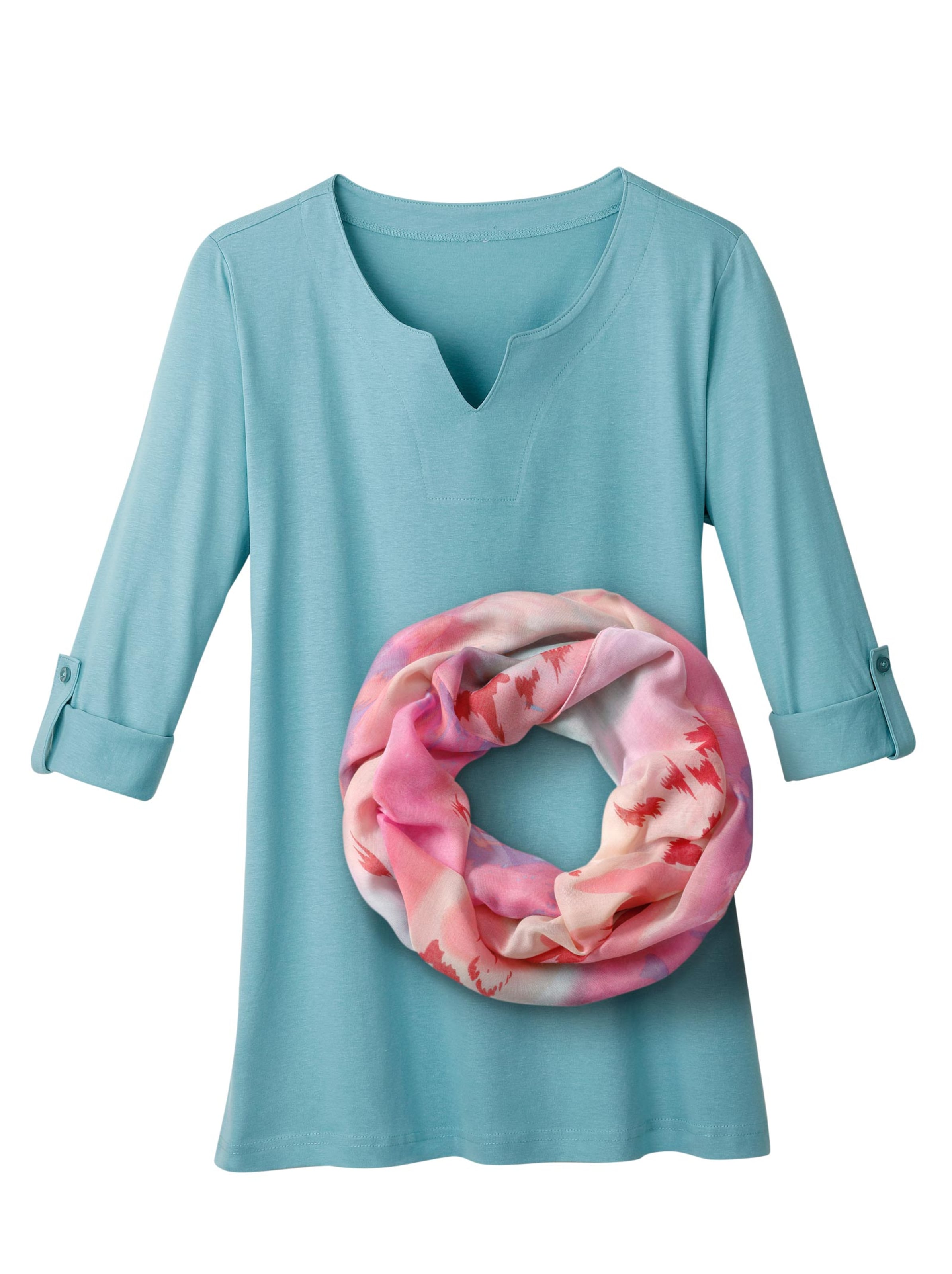 Shirt + Schal - türkis