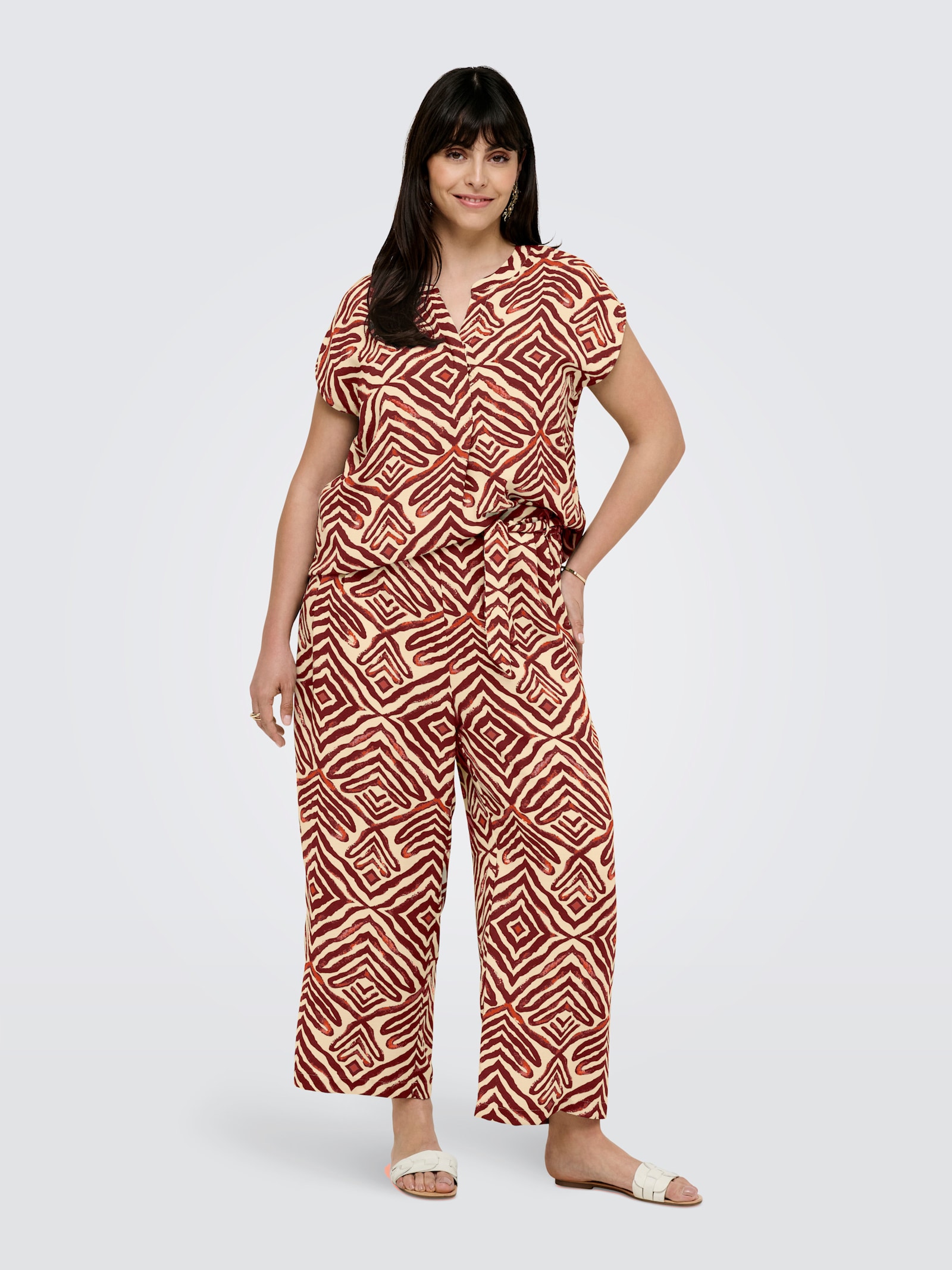 ONLY CARMAKOMA Culotte - hot chocolate aop:tribe