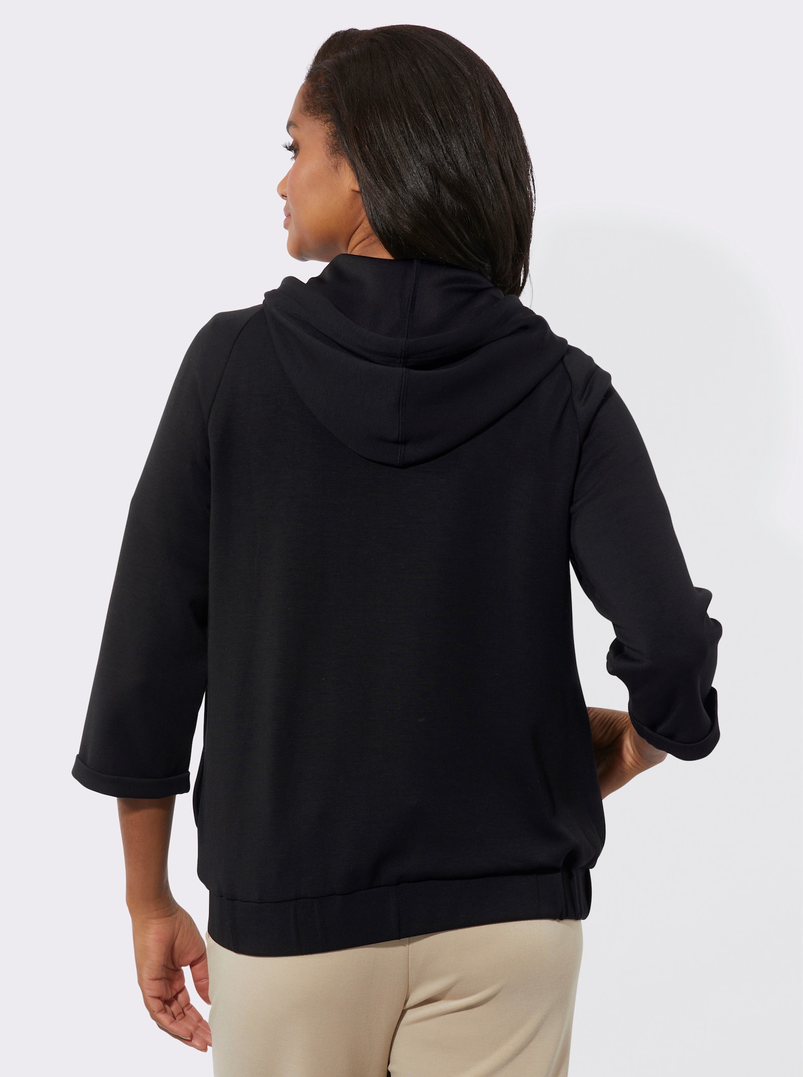 Shirtjacke mit Kapuze - schwarz