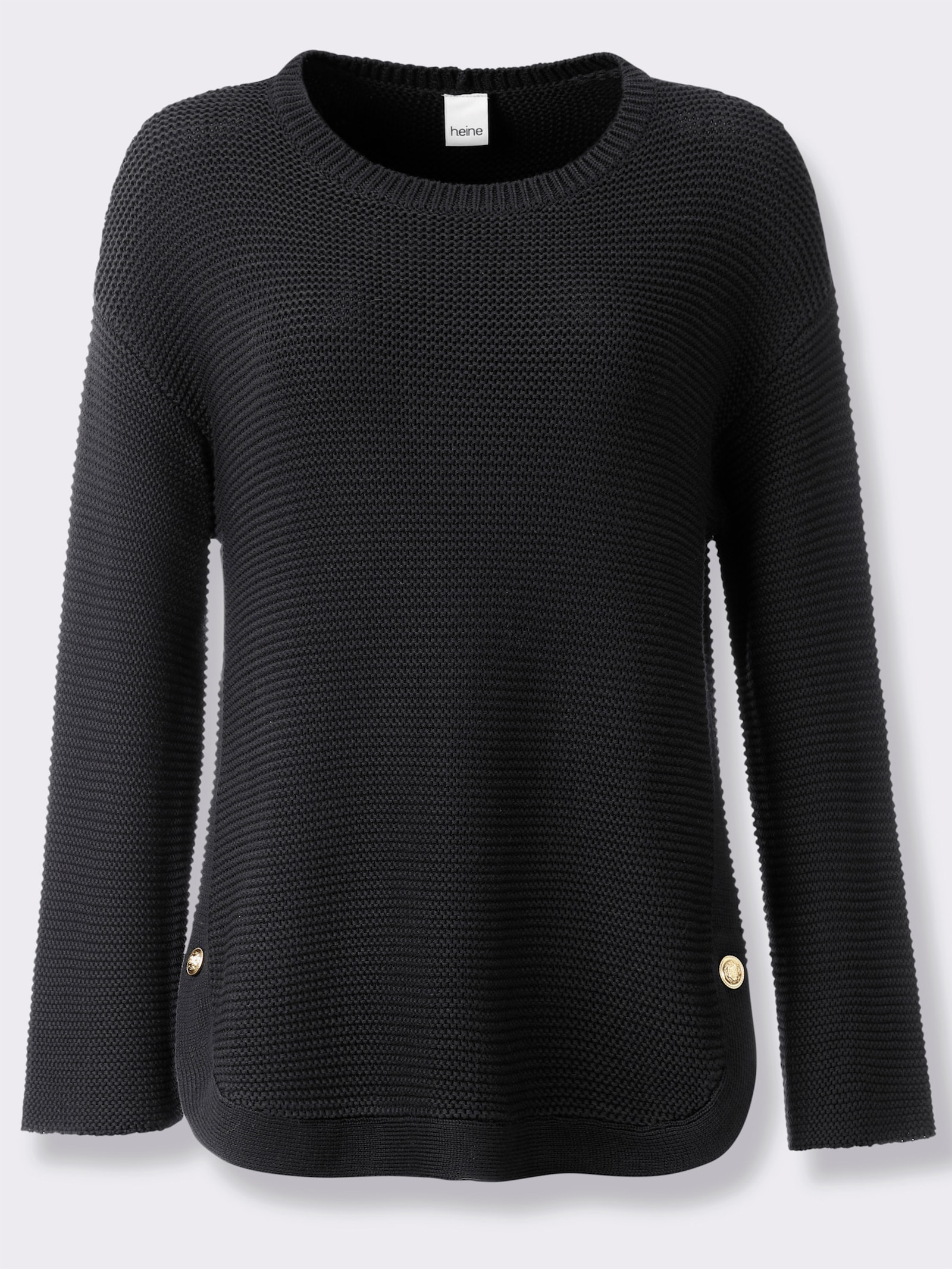 heine Langarm-Pullover mit Seitenschlitzen - schwarz