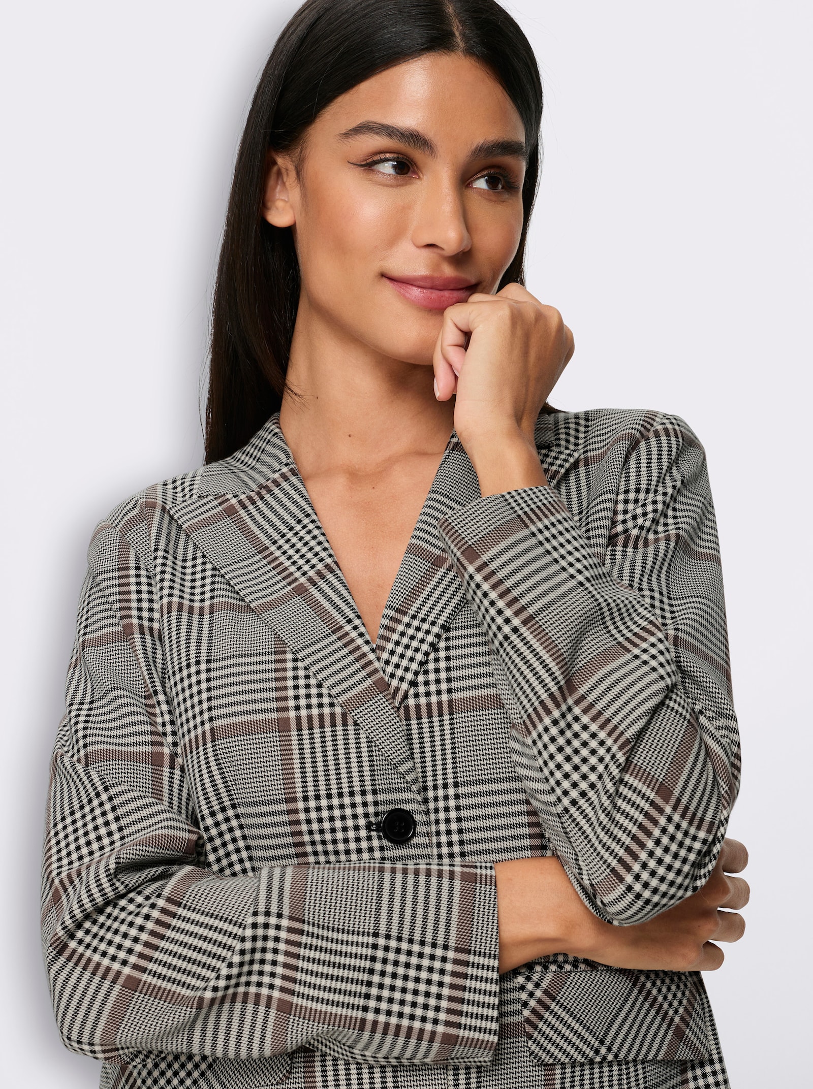 heine Blazer im Karo-Dessin - champagner-schwarz-kariert