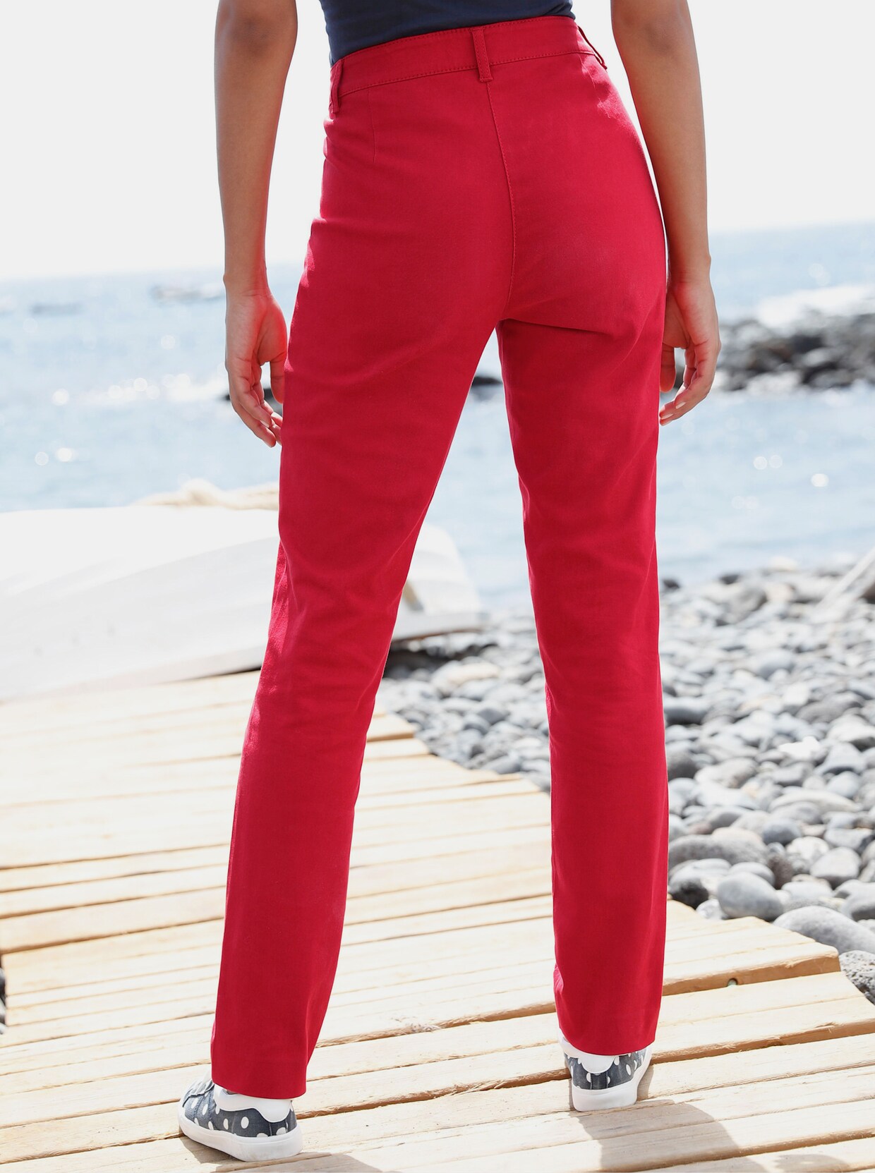 Pantalon extensible - rouge fraise