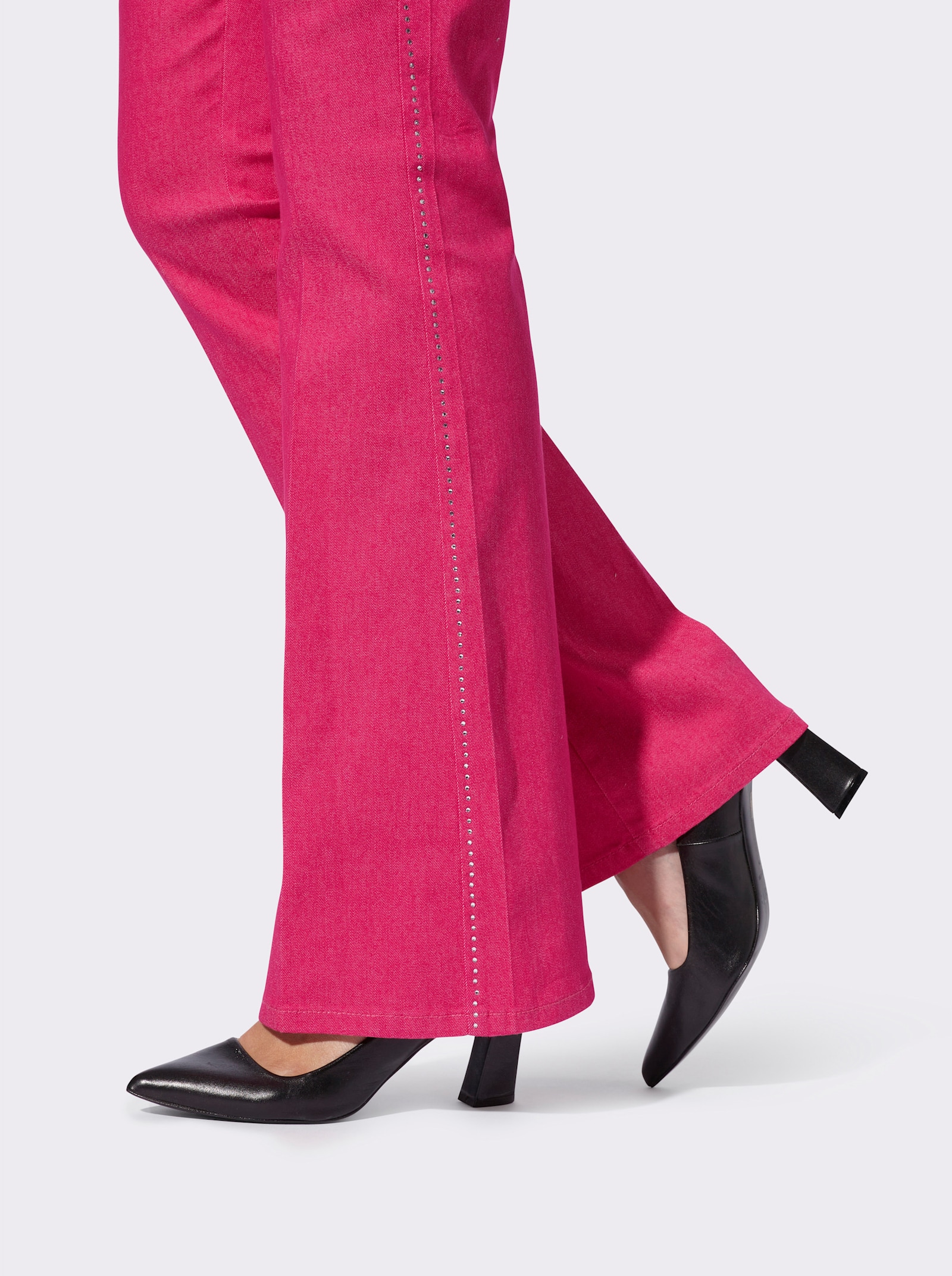 heine Bootcut jeans met applicatie van glittersteentjes - pink