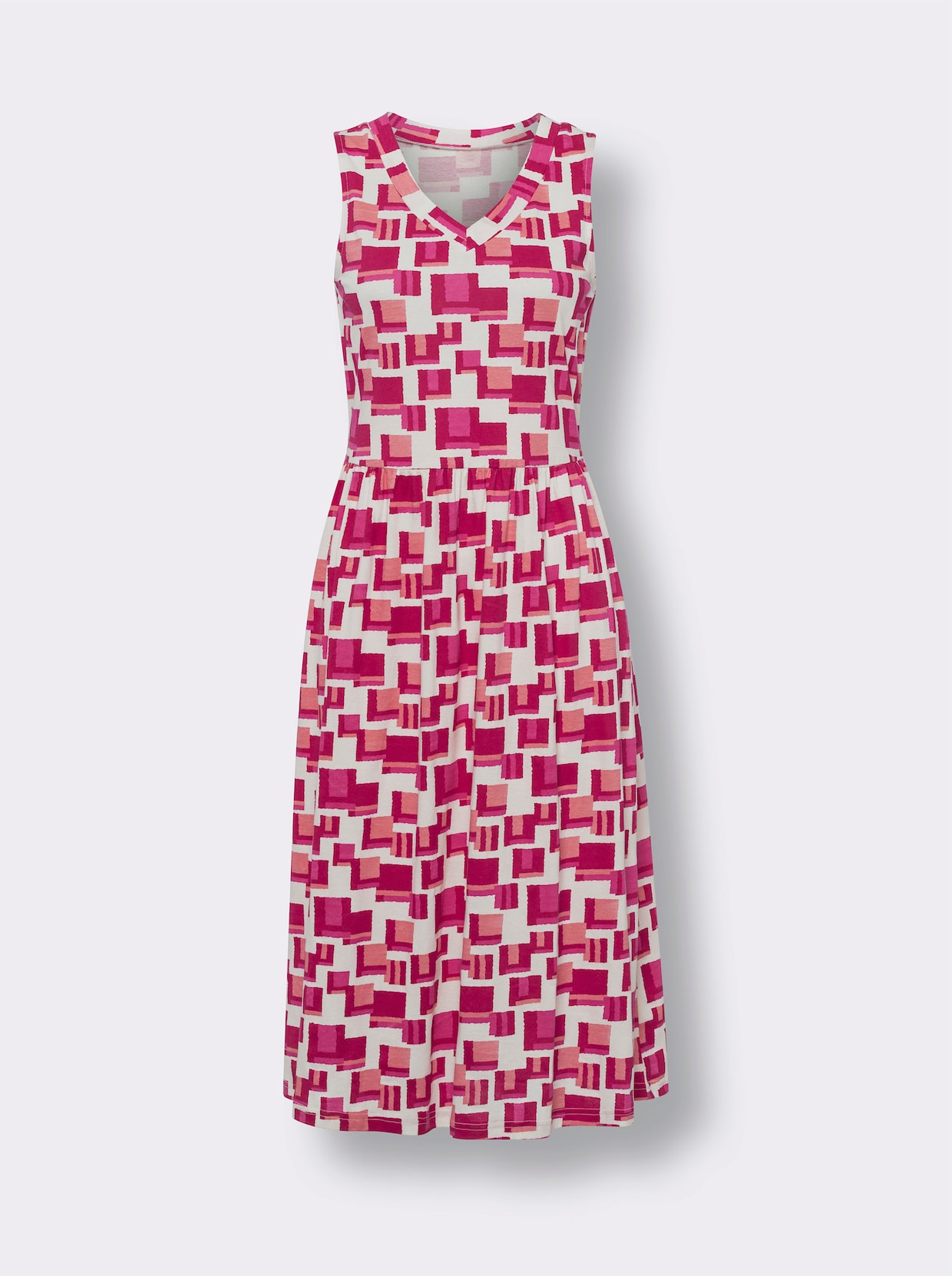 Sommerkleid - champagner-pink-bedruckt