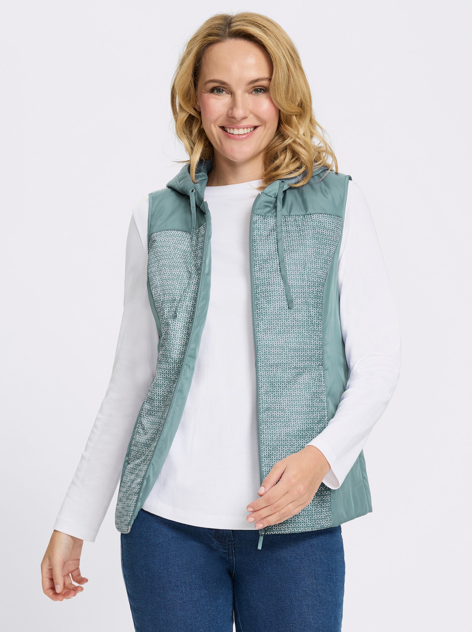 Weste - jade-ecru-bedruckt