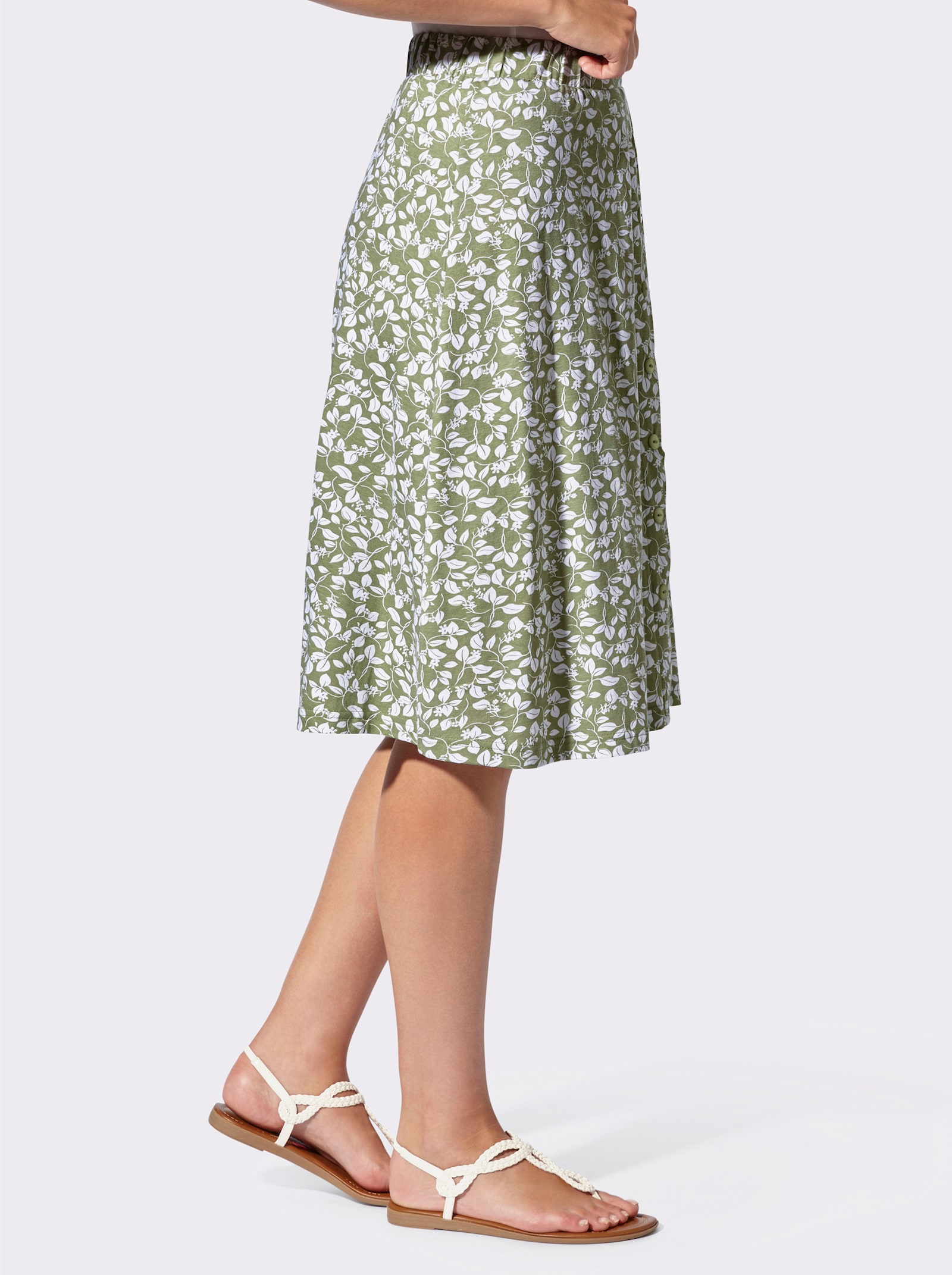 Schlupfrock mit imitierter Knopfleiste - schilf-weiß-bedruckt