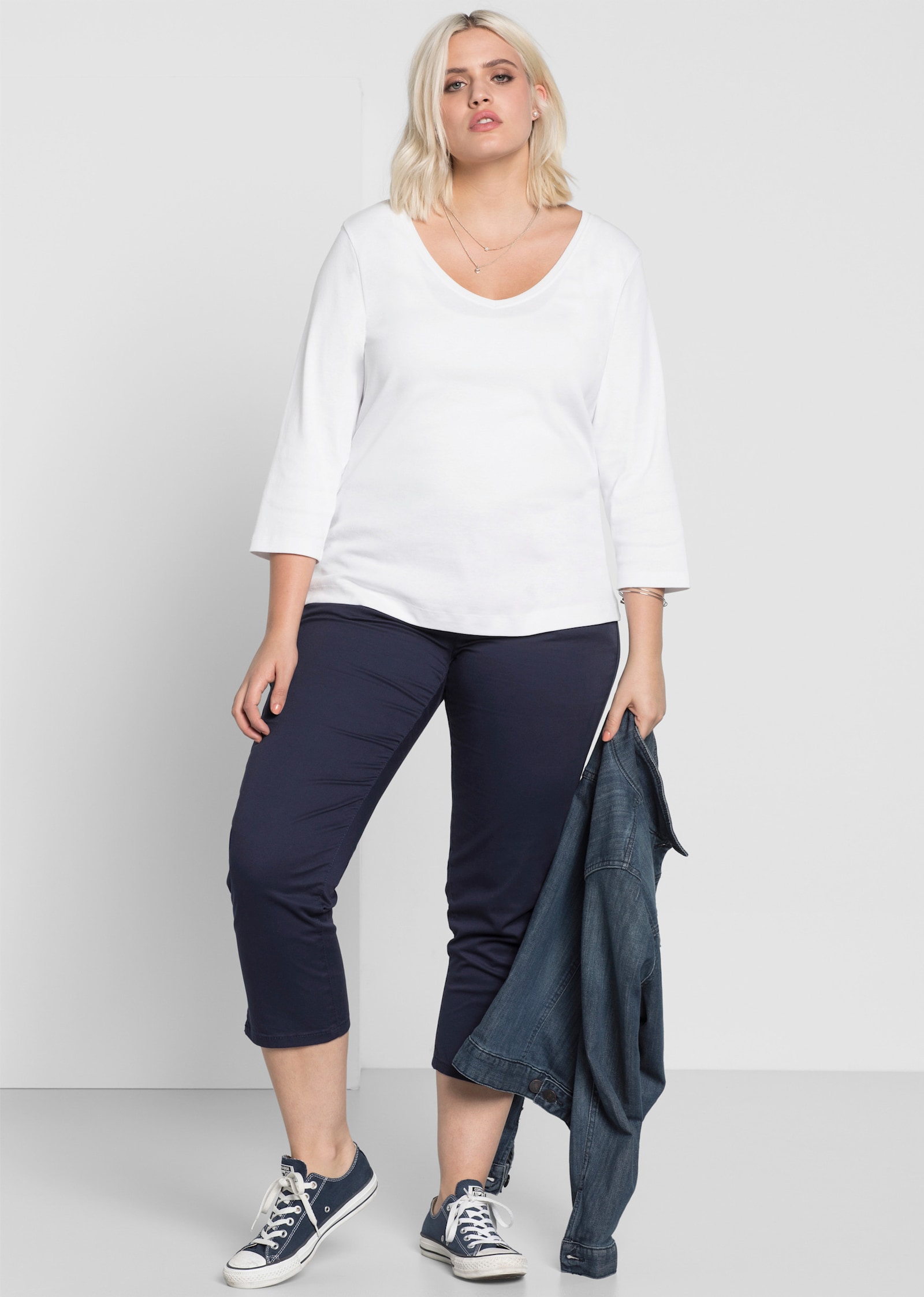 sheego 7/8-Hose in schmaler Form, aus Twill - marine