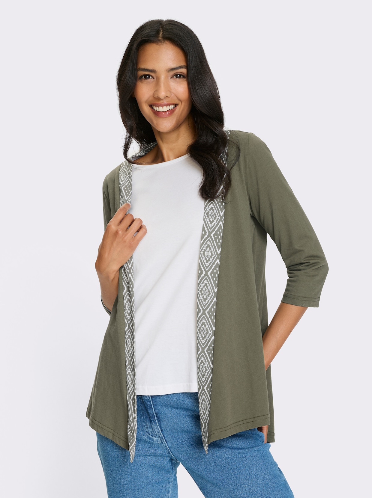 Shirtjacke - khaki-ecru