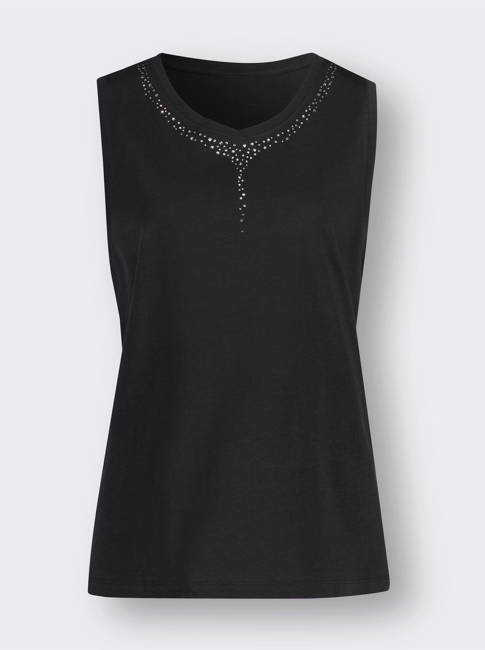 Shirttop mit Ziersteinchen - schwarz