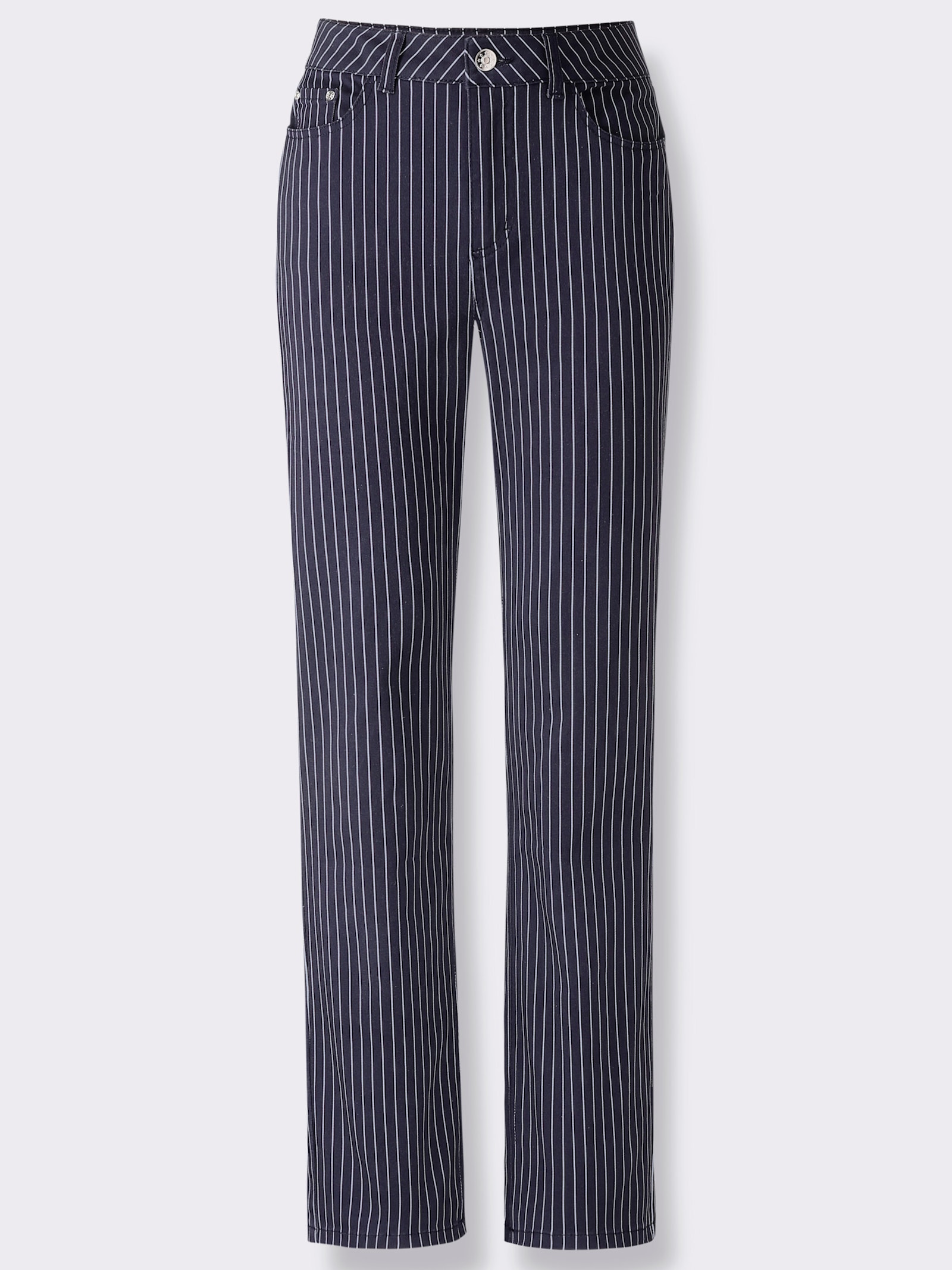 heine 5-Pocket-Hose mit Nadelstreifen - marine-ecru-gestreift