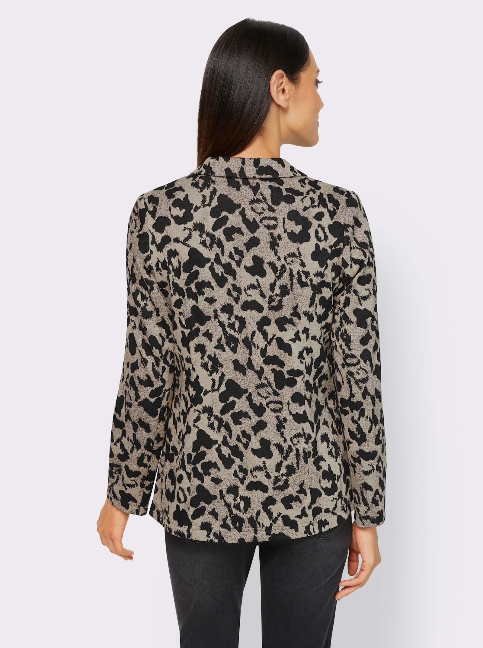 heine Jacquardblazer mit Animal-Dessin - sand-schwarz-bedruckt