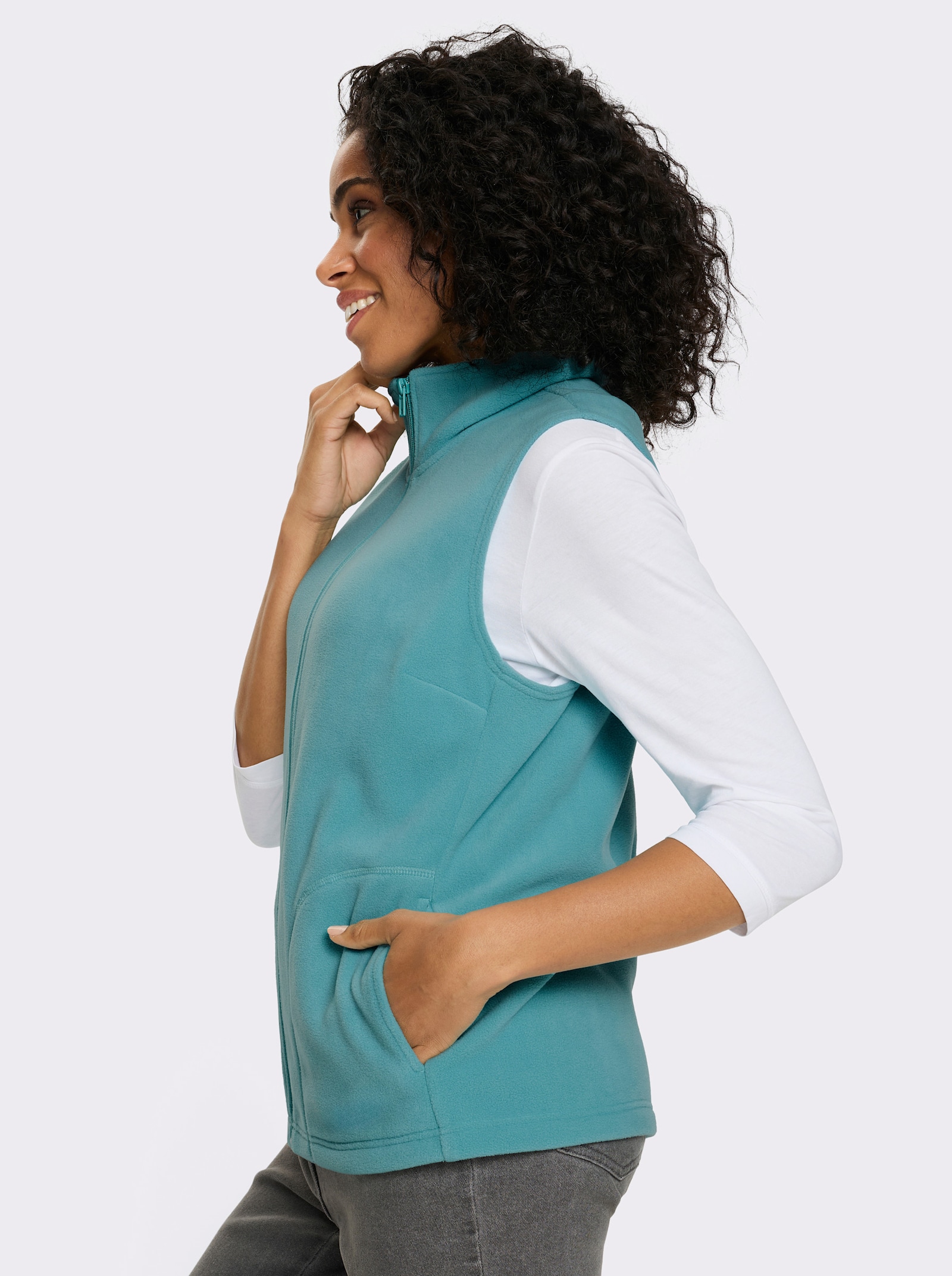 Fleeceweste mit Stehkragen - ozean