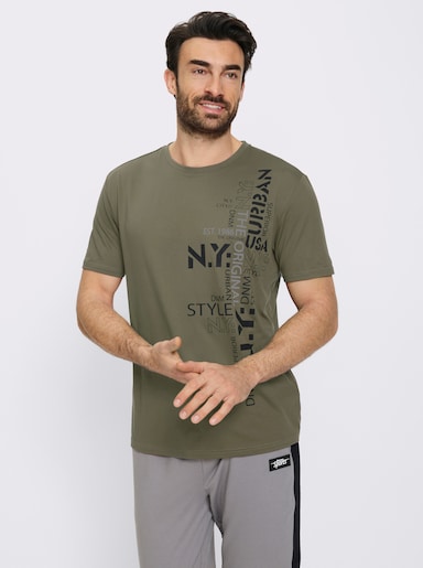 Catamaran Sports Funktionsshirt mit Schriftzug - khaki-bedruckt
