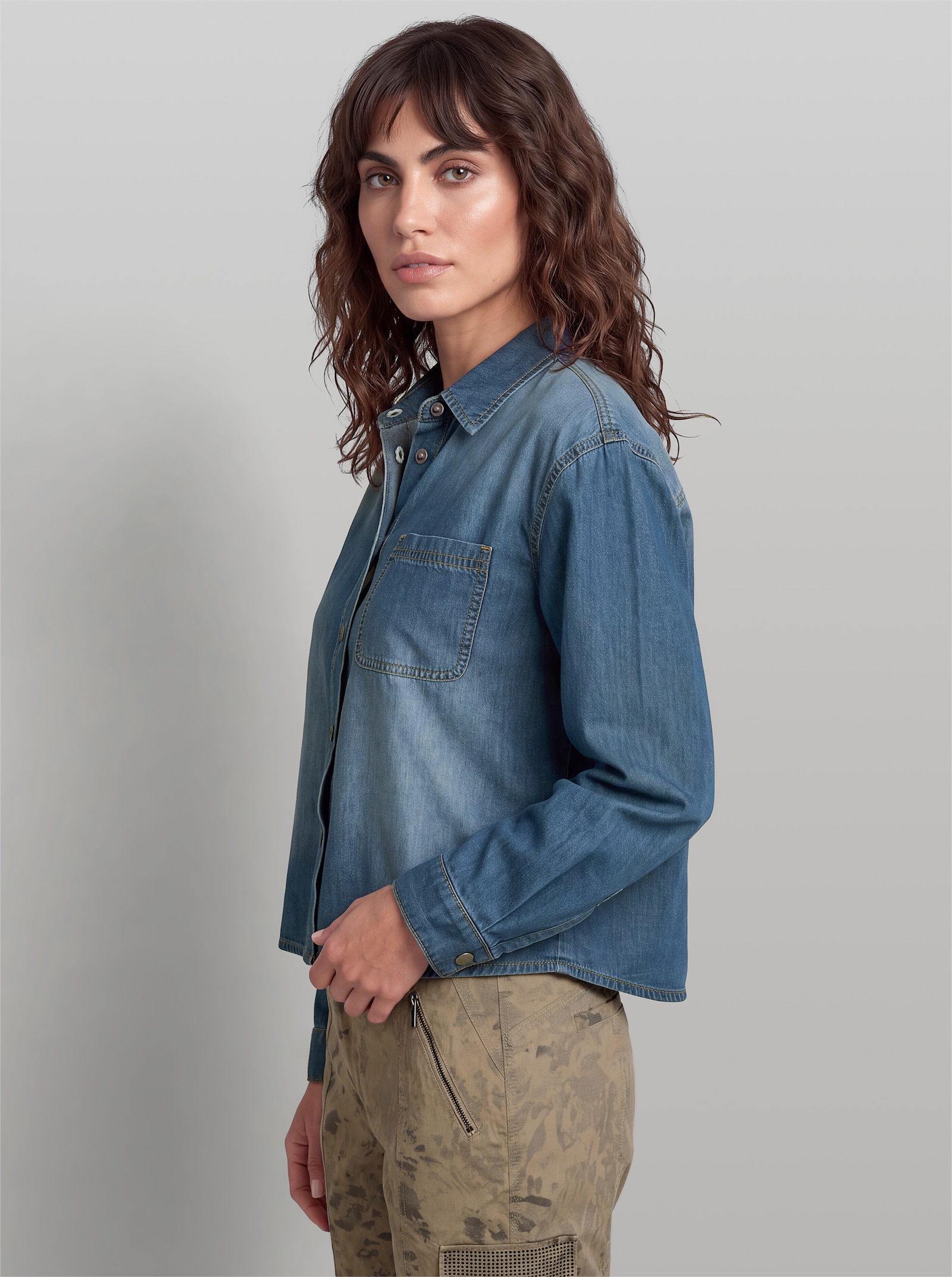 heine Jeansbluse mit Druckknopfleiste - blue-bleached