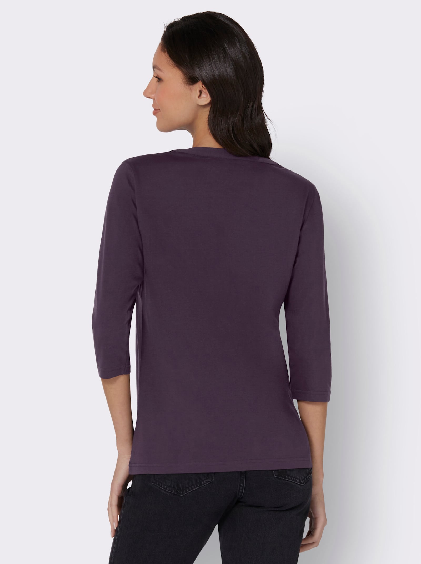 Shirt met 3/4-mouwen in flatteus model - aubergine