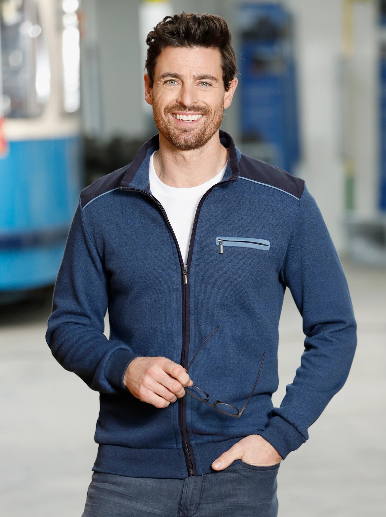 Marco Donati Sweatjacke - jeansblau