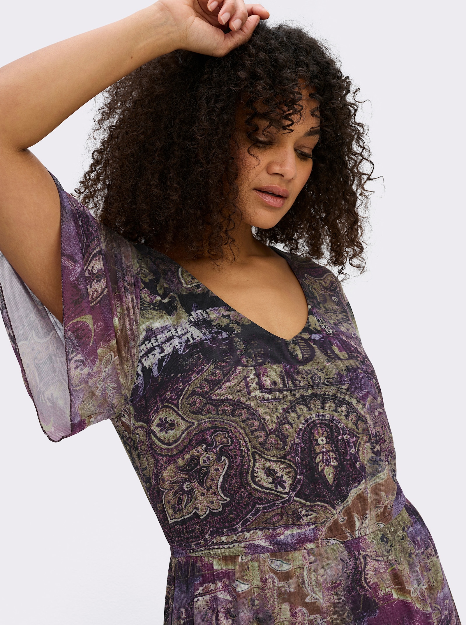 sheego by Joe Browns Druckkleid aus Mesh, mit Paisleyprint - lila-magenta-gemustert