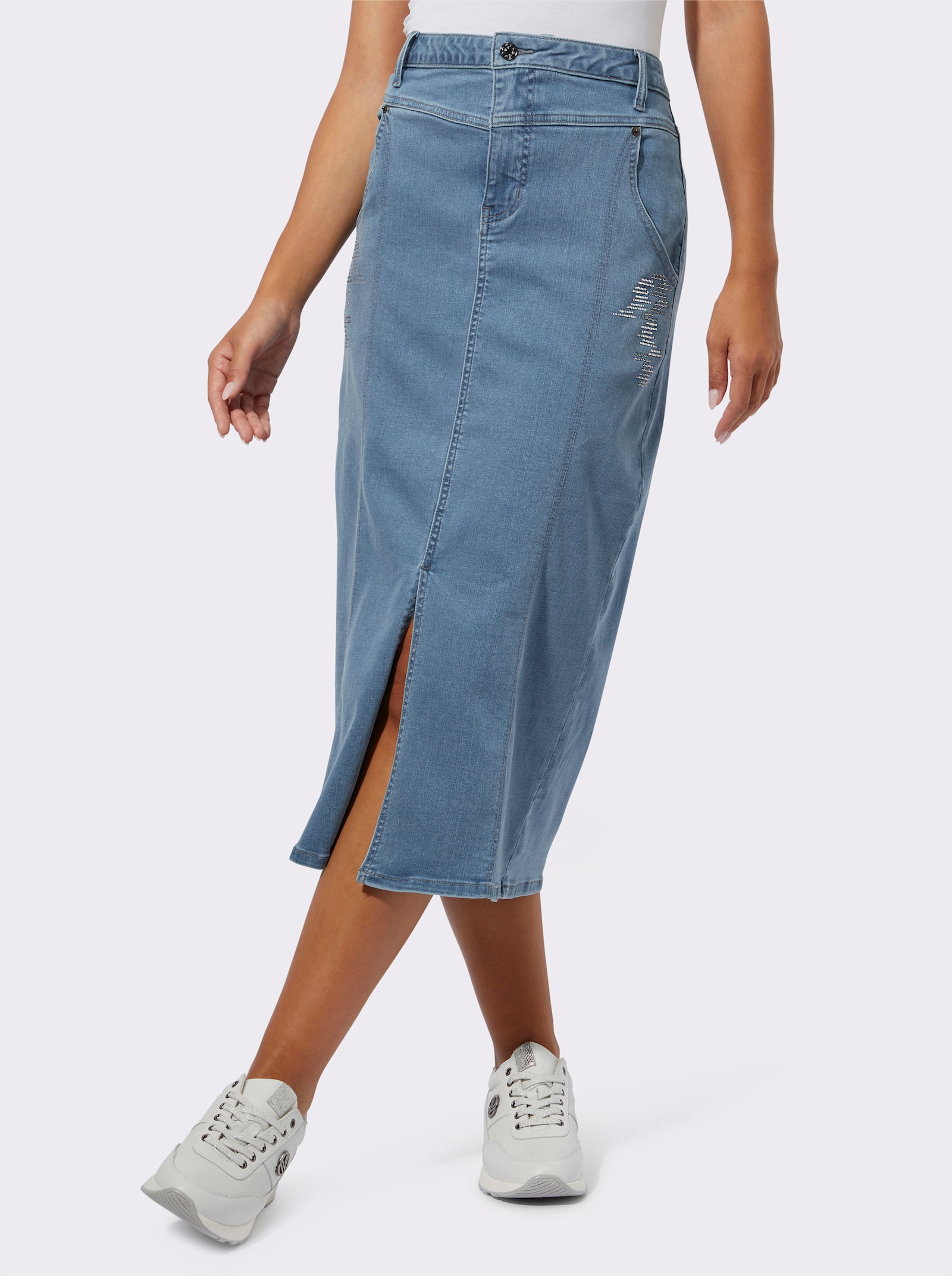 Jeansrock mit Baumwolle und Lyocell - blue-bleached