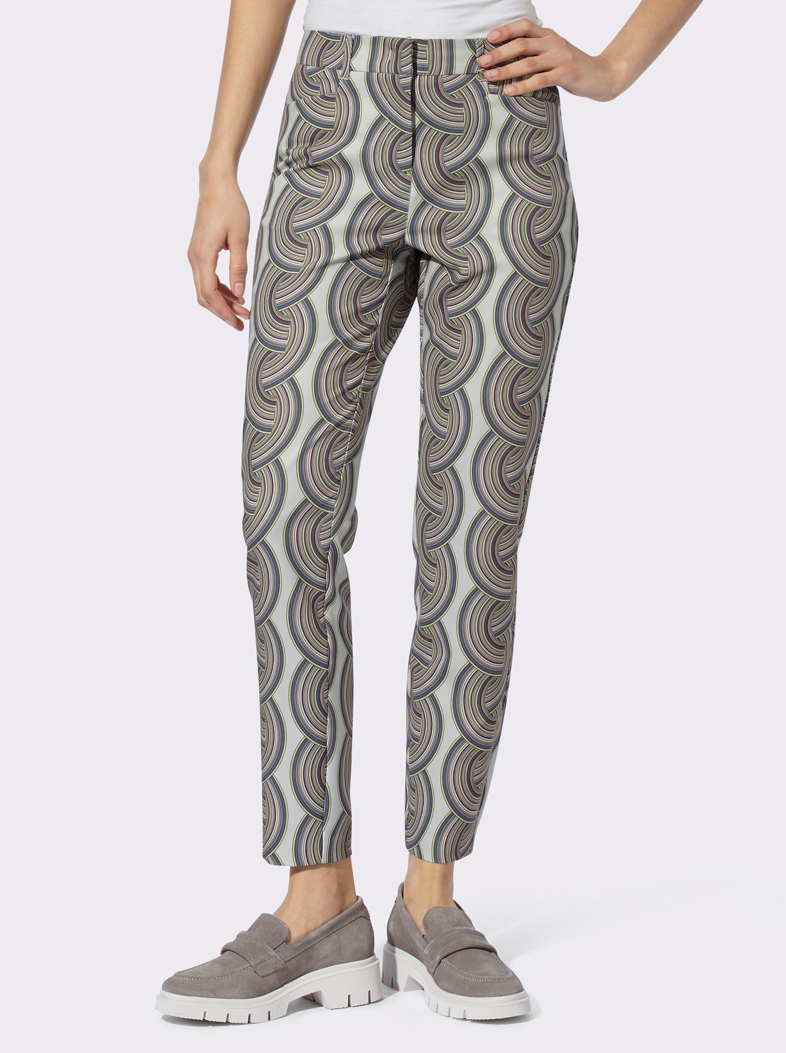 heine Pantalon 7/8 avec imprimé graphique - gris clair-menthe imprimé
