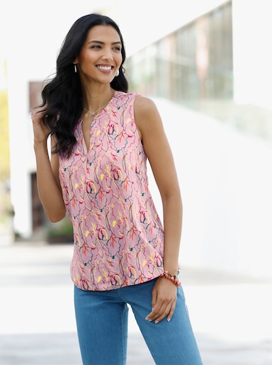 Blusentop in dezenter A-Form - rosé-pink-bedruckt