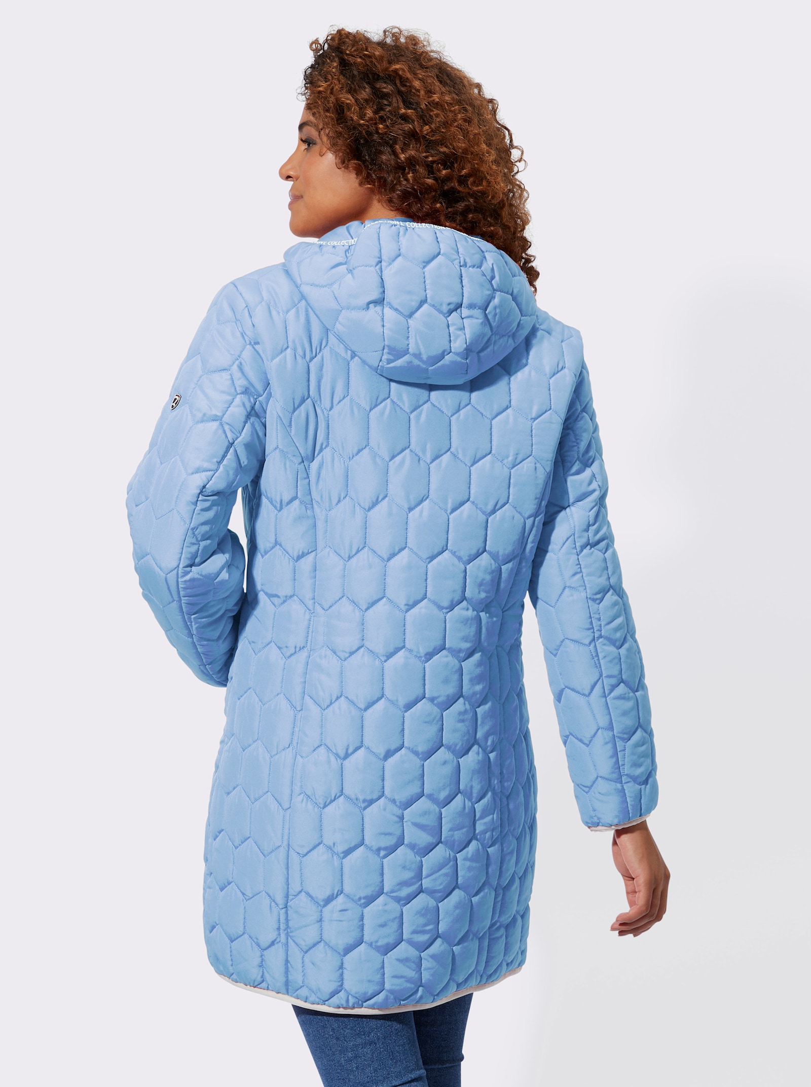 Steppmantel im Stepp-Dessin - himmelblau