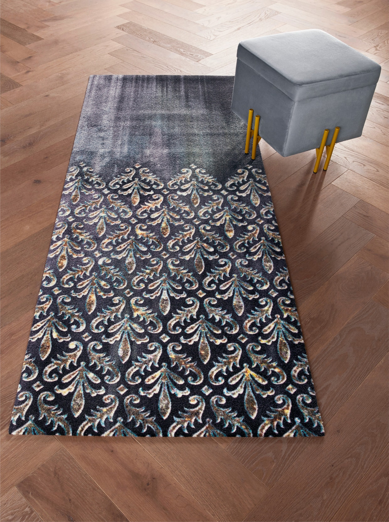 wash+dry by Kleen-Tex Voetmat - petrol/grijs