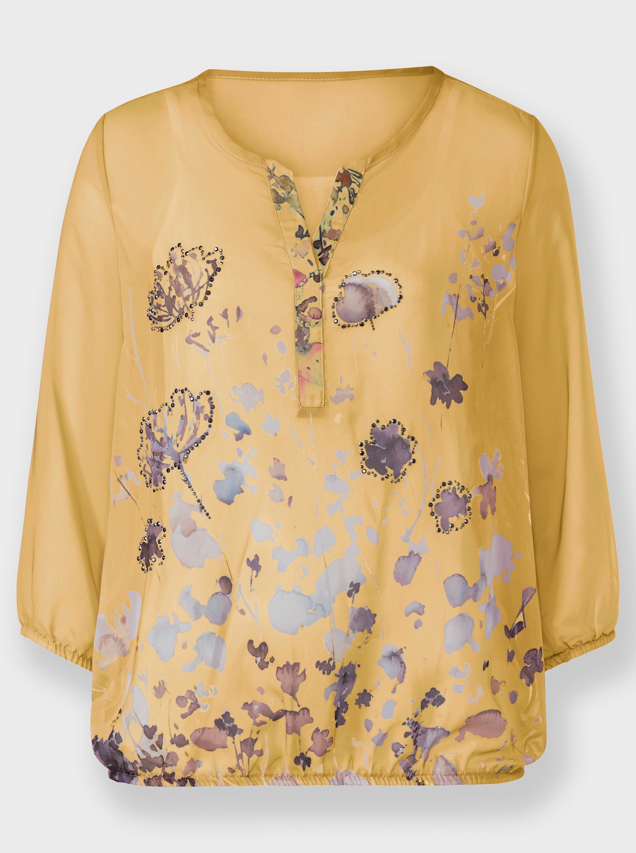 Comfortabele blouse - geel geprint
