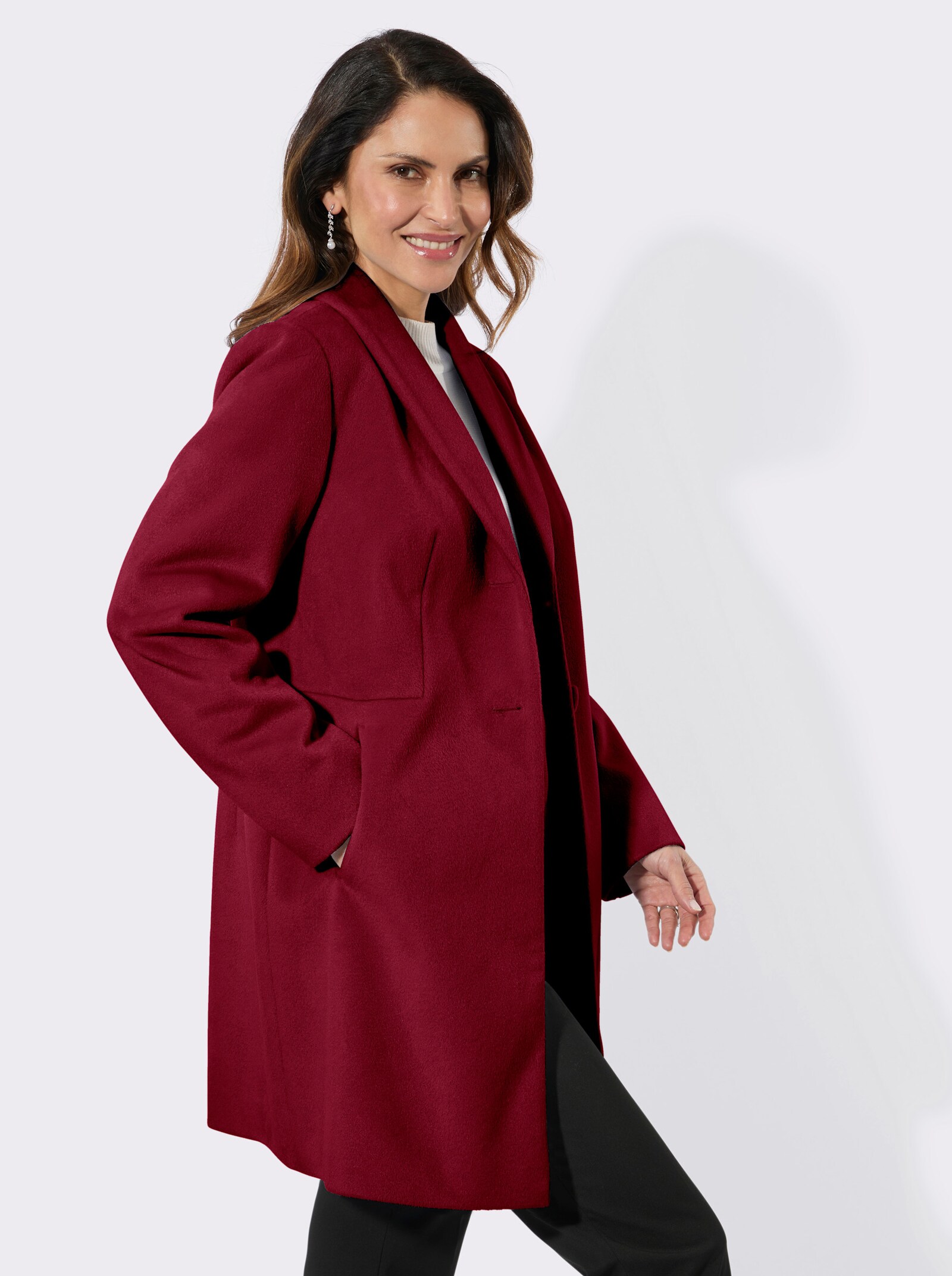 Longjacke mit Reverskragen - dunkelrot