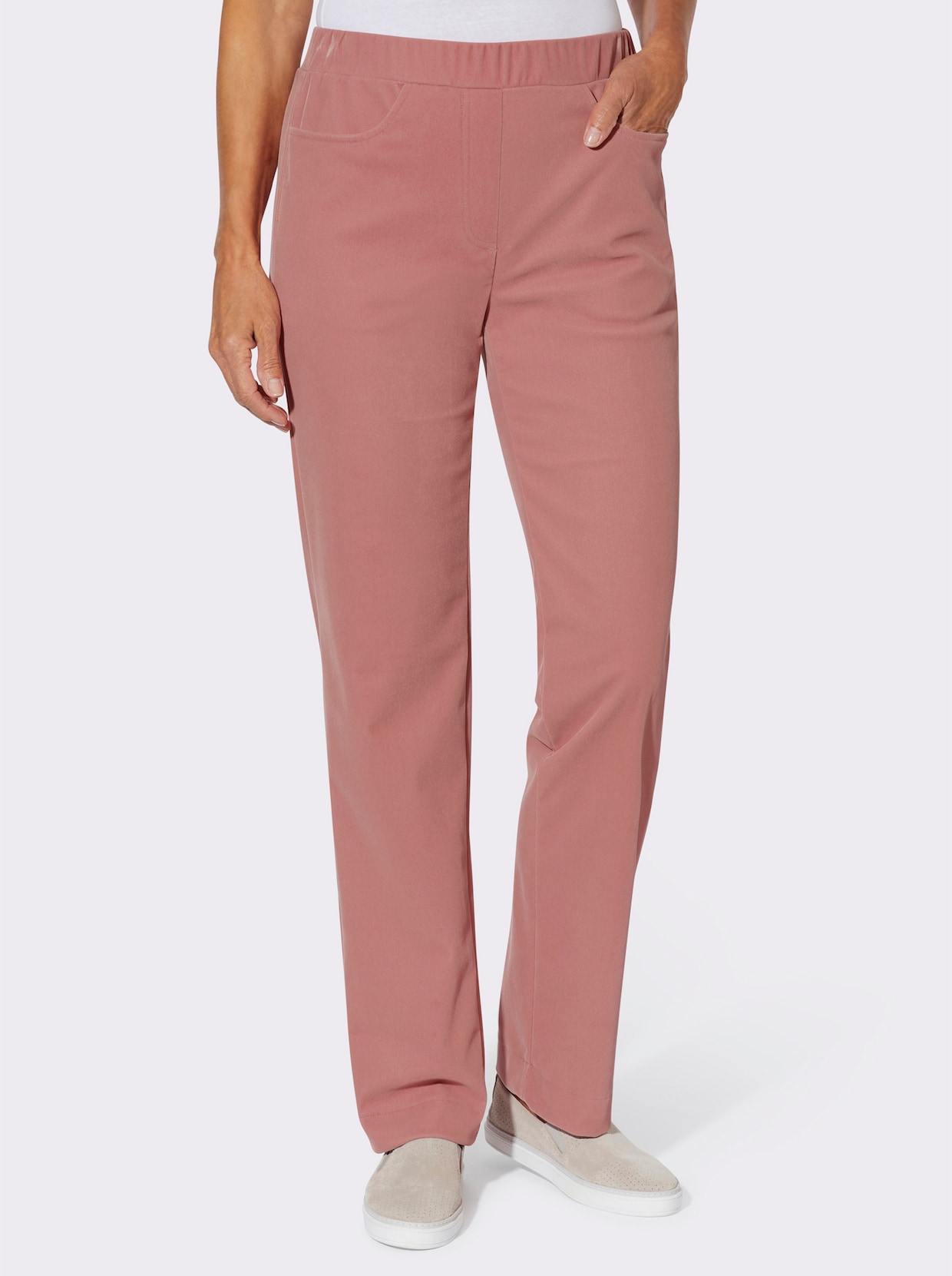 Samthose mit Rundum-Dehnbund - rosenholz