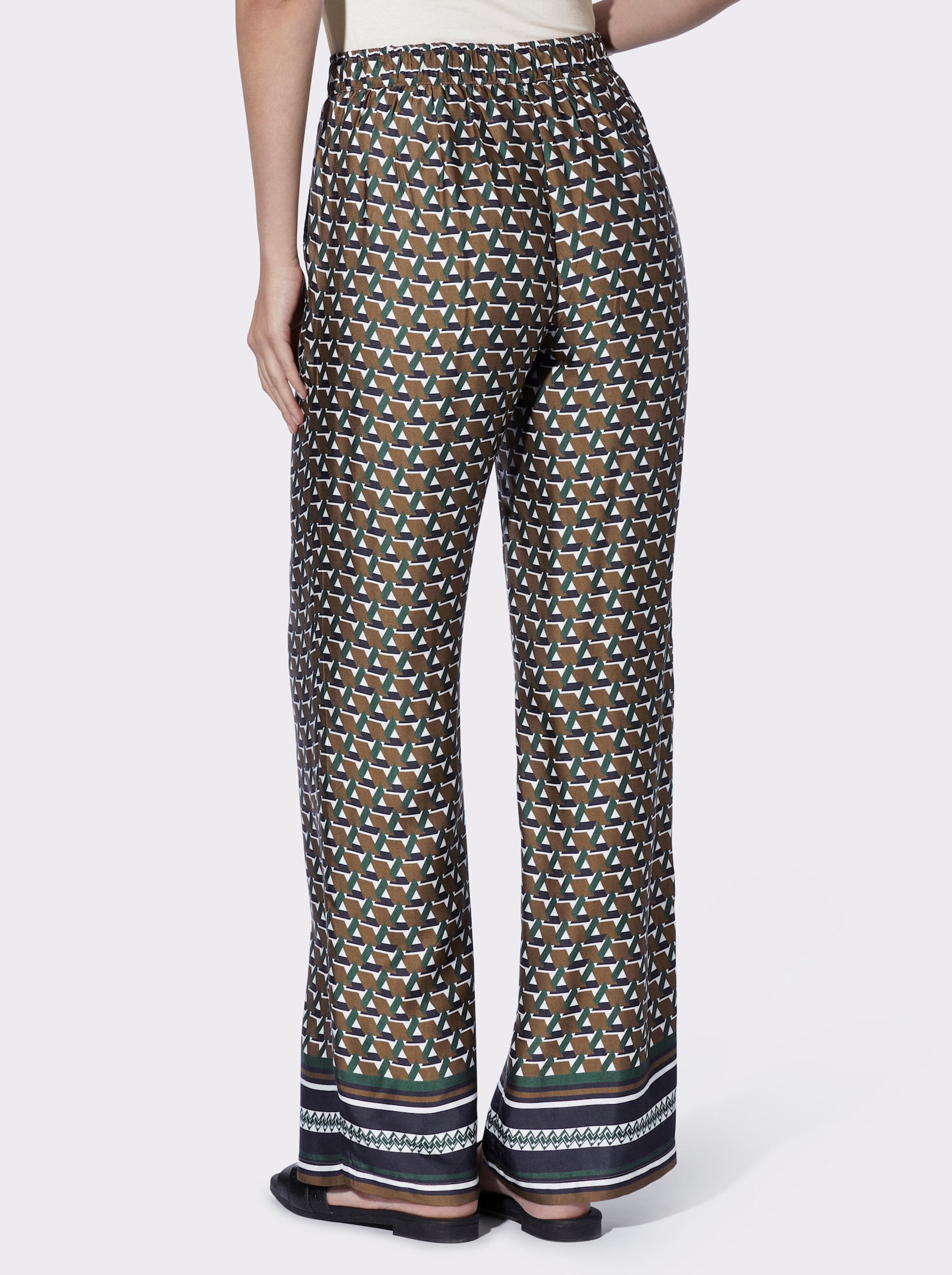 heine Schlupfhose mit Nahttasche - braun-schwarz-bedruckt