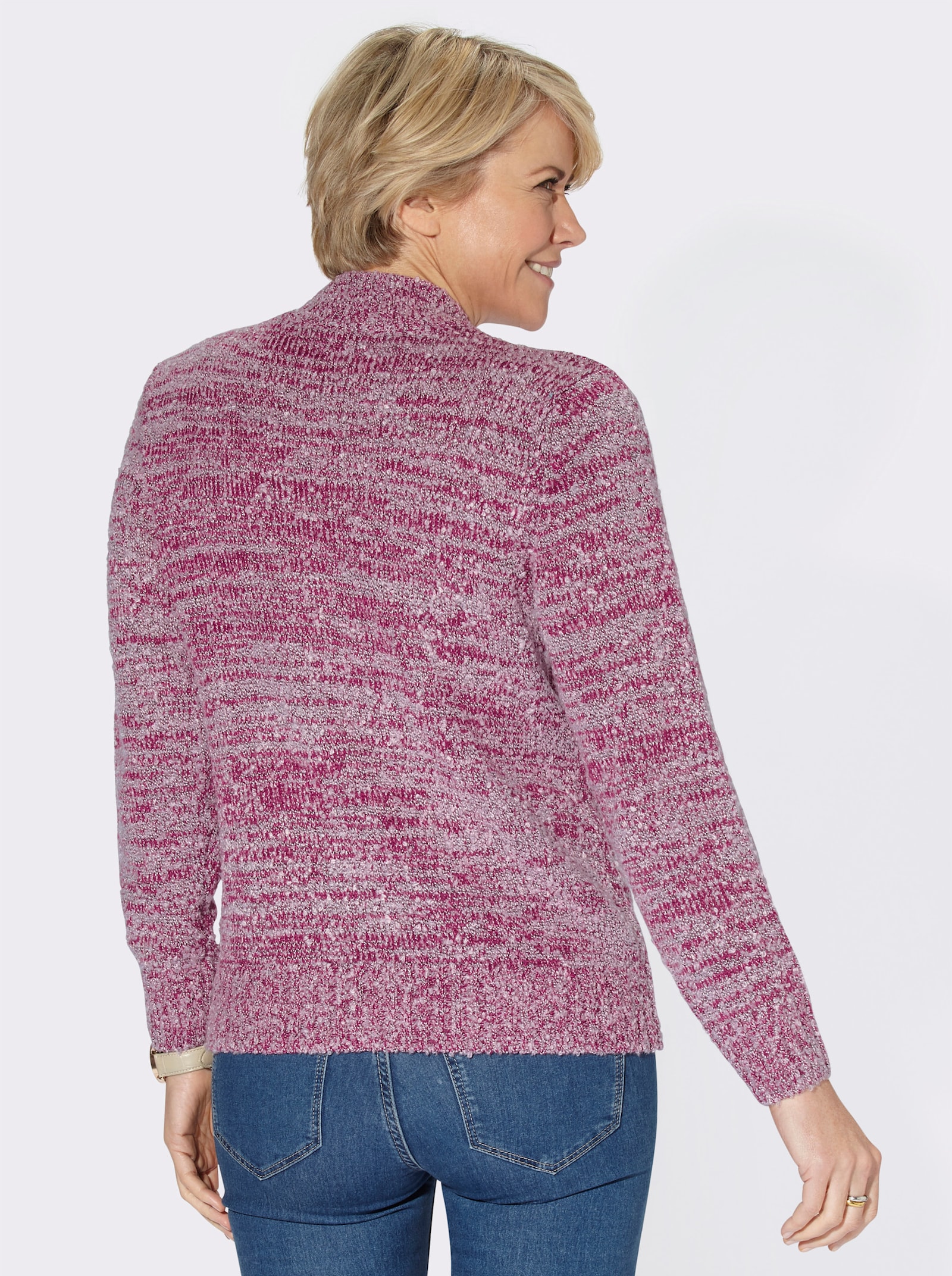 Stehkragenpullover passformgerecht gestrickt - malve-meliert