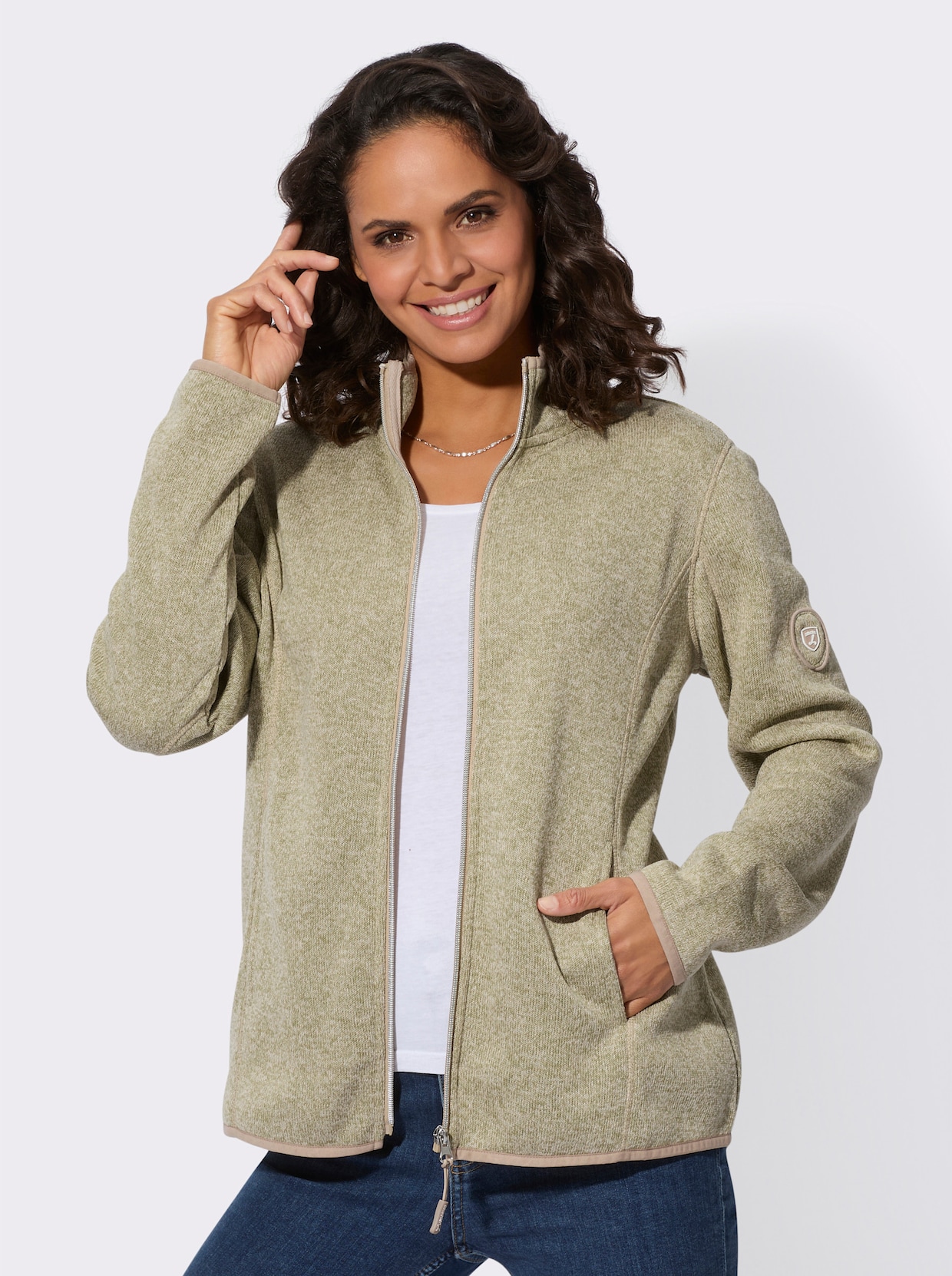 Strickfleece-Jacke - schilf-meliert