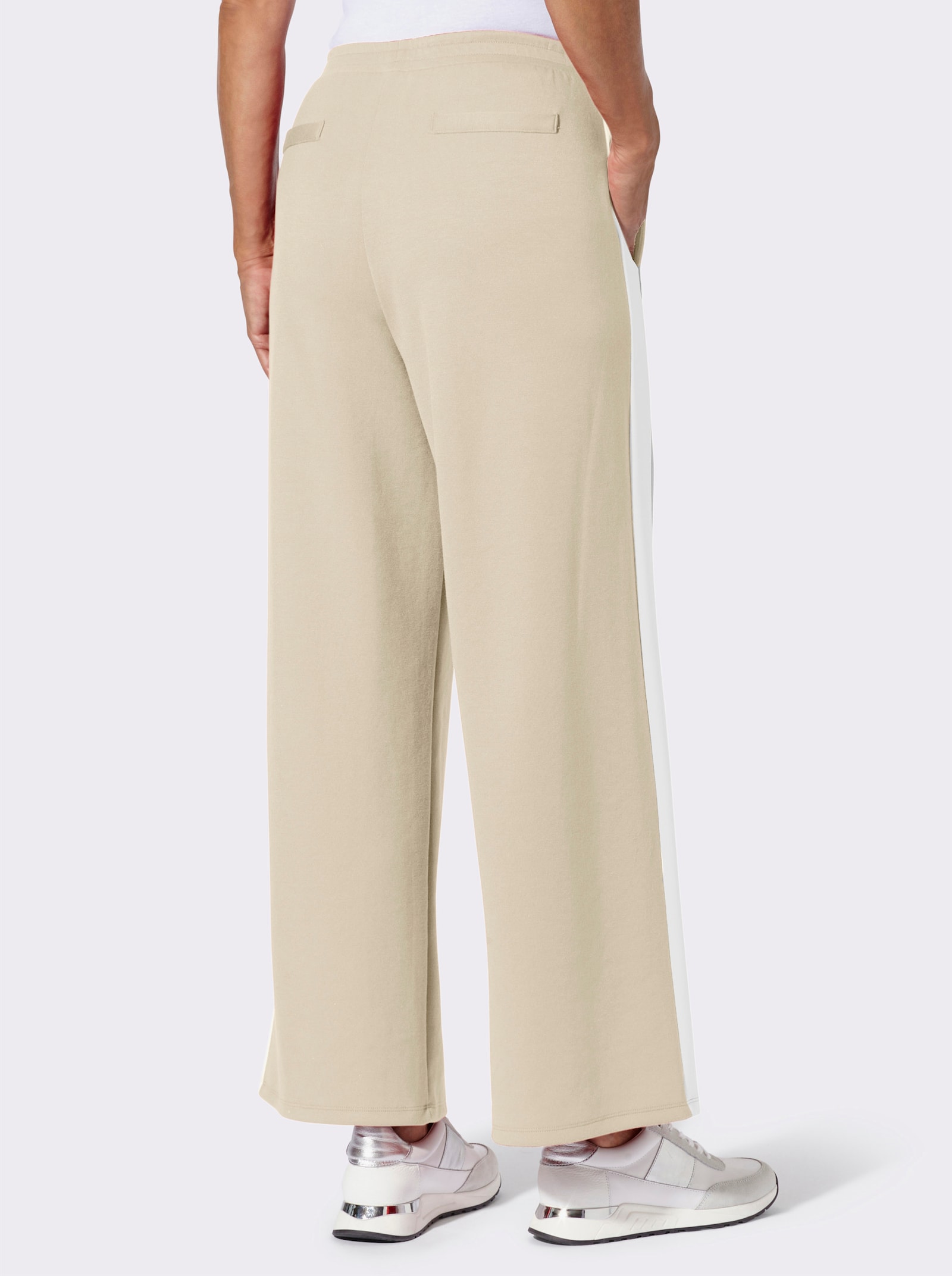 Jerseyhose mit Galonstreifen - sand-weiss