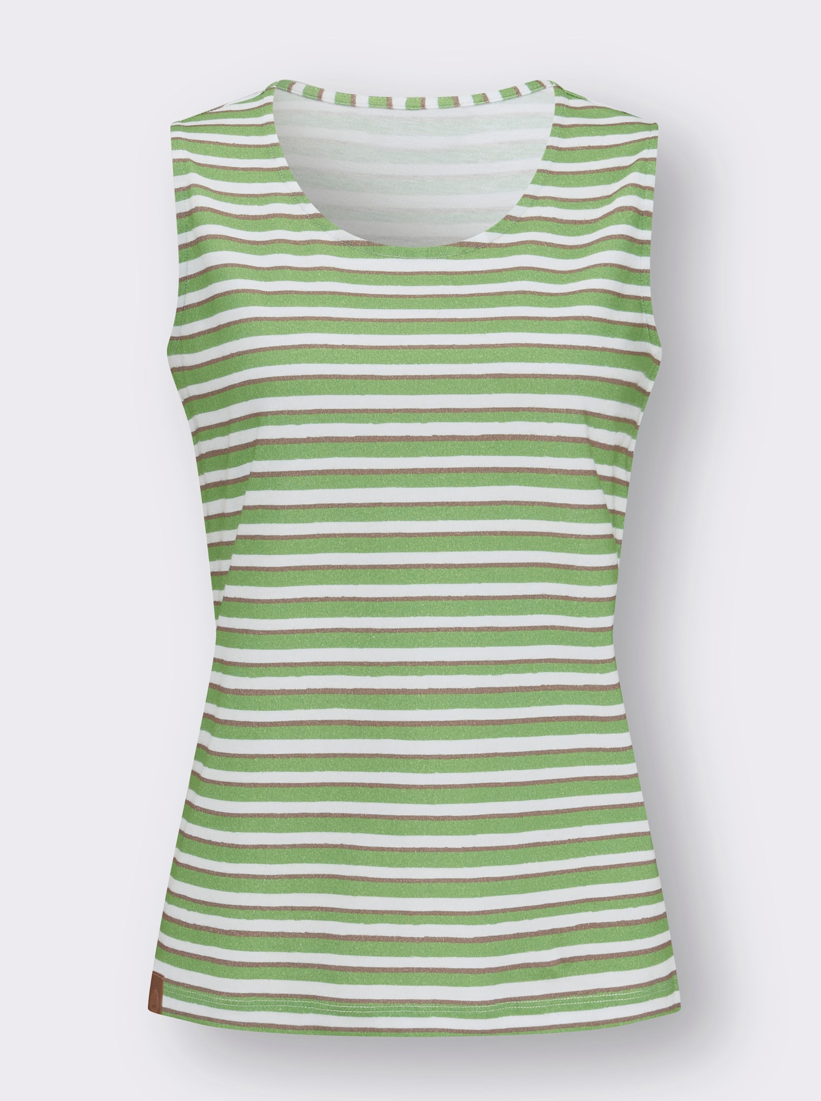 Proužkované tričko s kulatým výstřihem - jablková-bílá-proužek