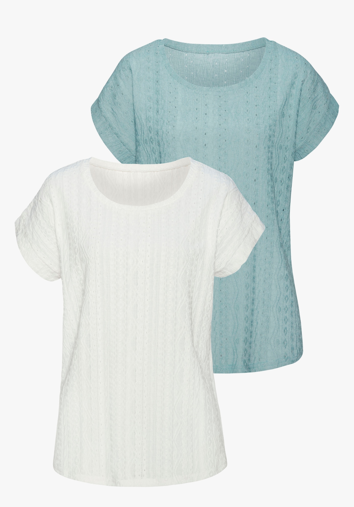 Vivance Kurzarmshirt - mint, creme