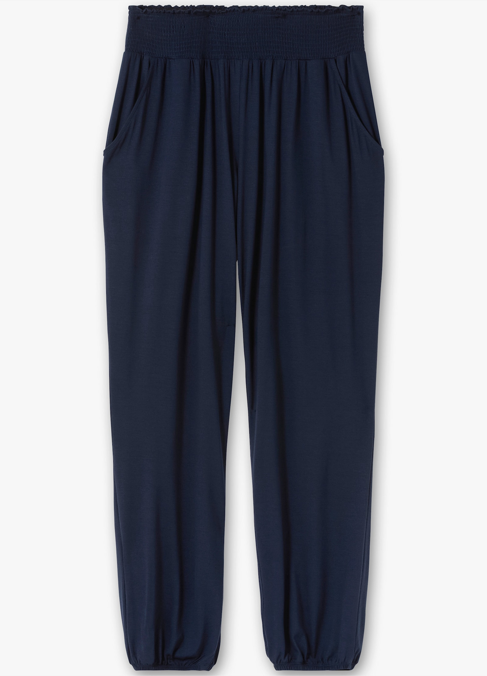 sheego Jerseyhose mit Saum-Gummibündchen - marine