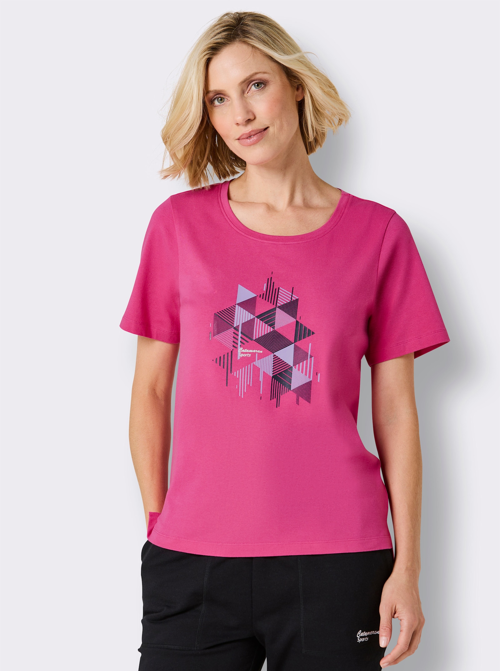 Catamaran Sports Freizeitshirt , hinten modisch länger - fuchsia